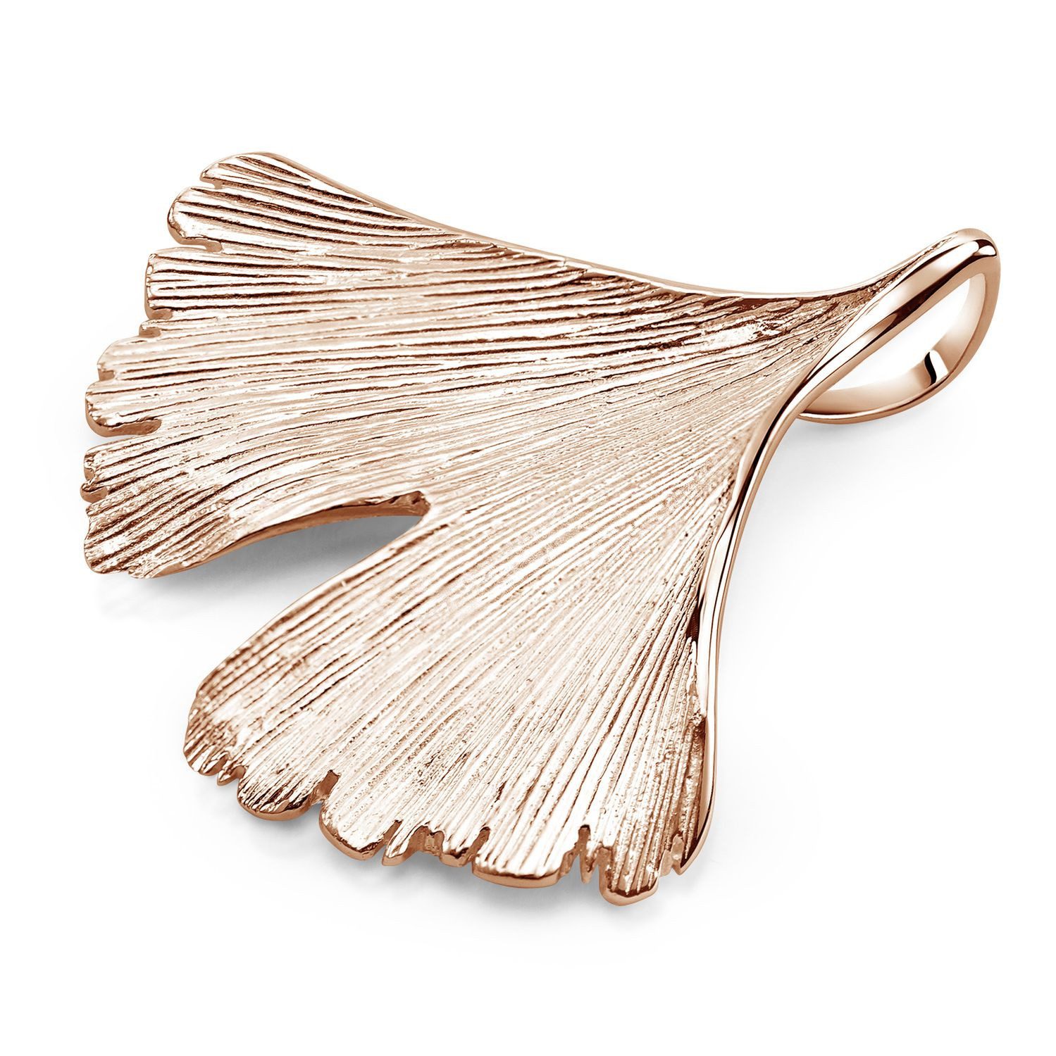 Kettenanhänger Damen Rosegold Ginkgo Blatt Natur KA-277