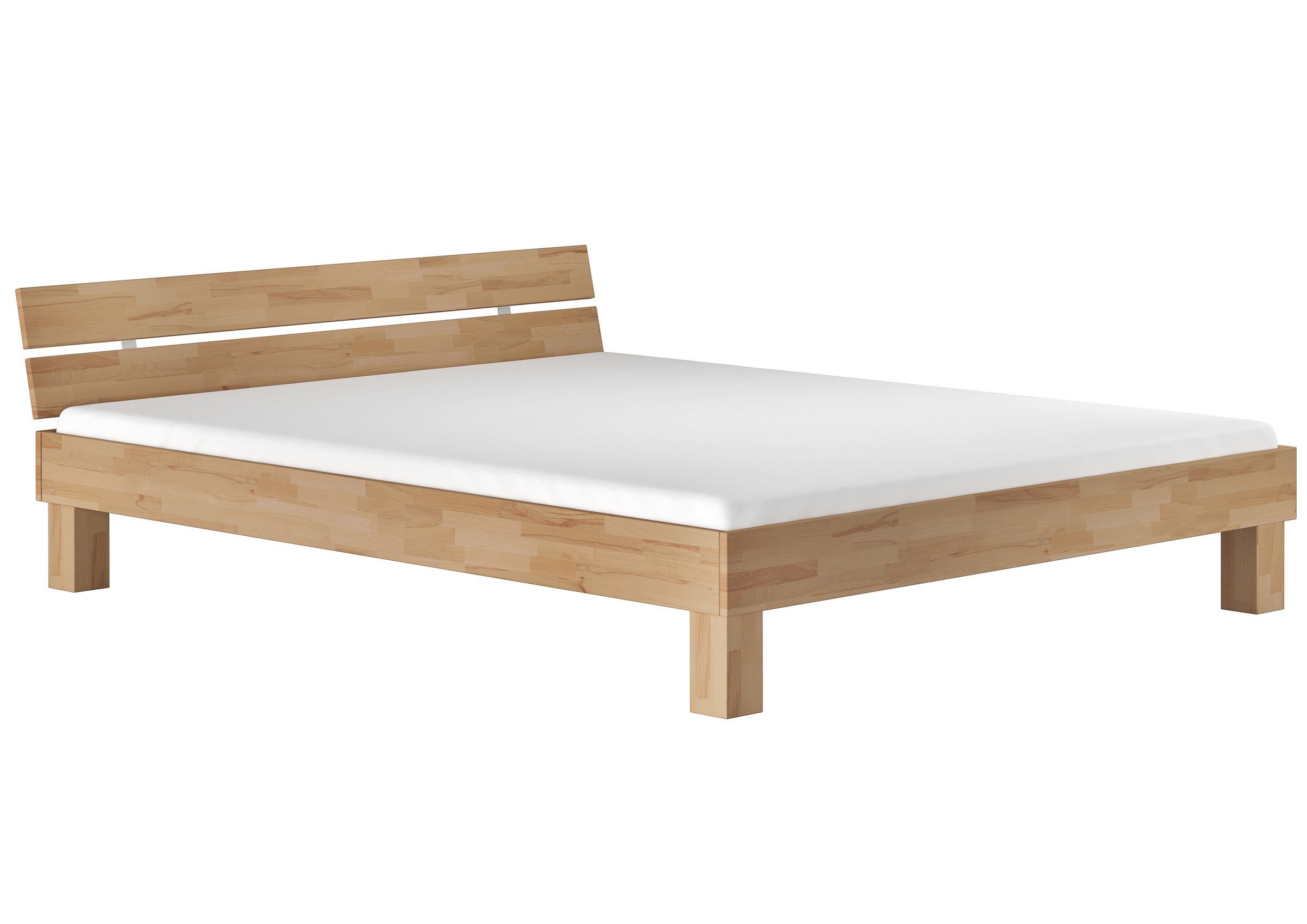 Buchewaschweiß geölt Buche Federholzrahmen, massiv ERST-HOLZ 180x200 Buche Doppelbett mit Bett