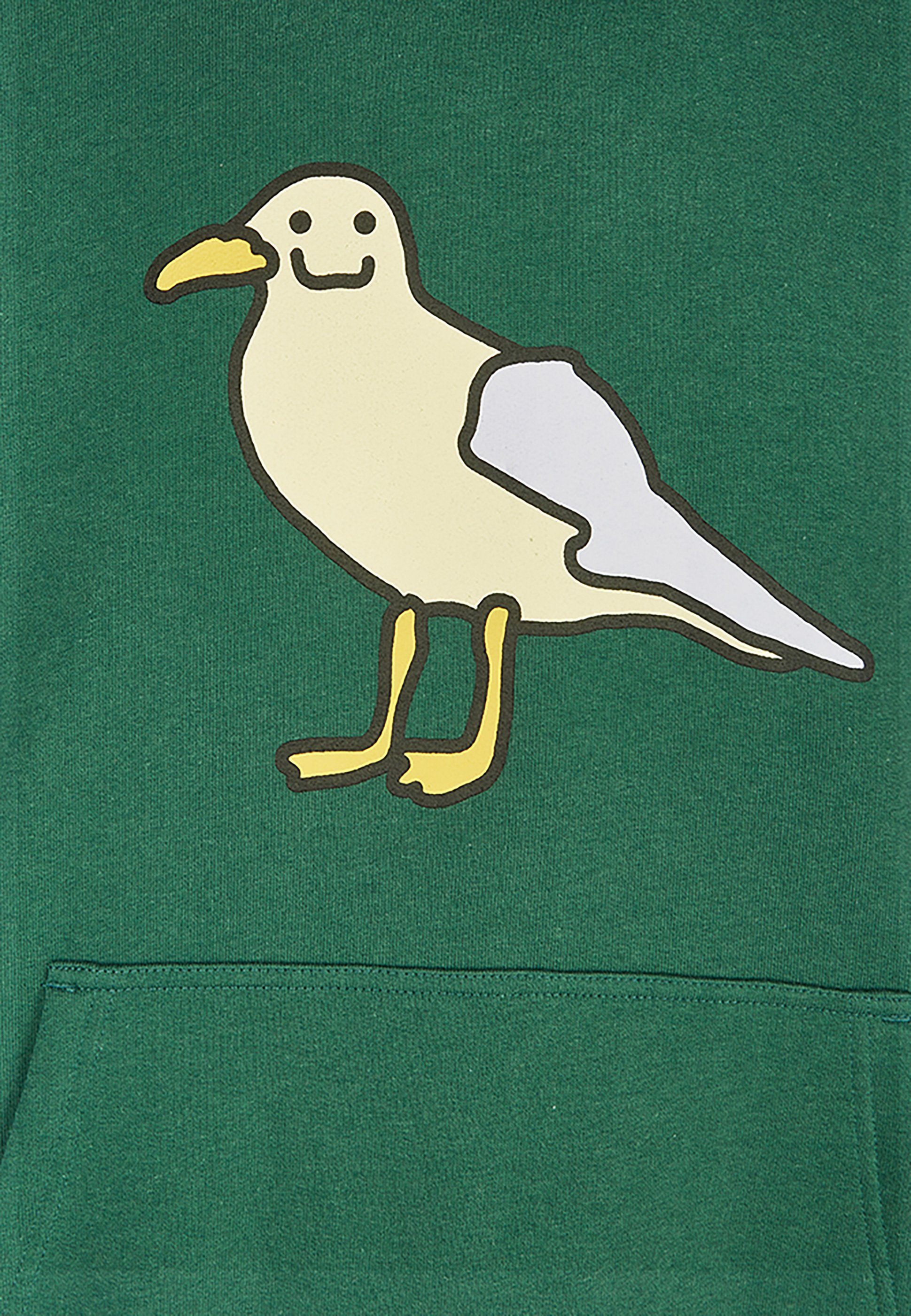 Kapuzensweatshirt mit Print Cleptomanicx coolem Gull grün Smile