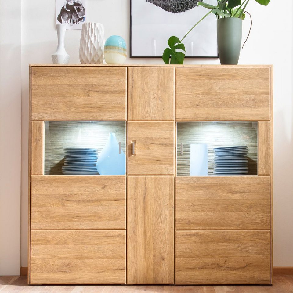 Lomadox Vitrine FERROL-05 Ess- und Wohnzimmer Anrichte in Grandson Oak Nb.  - B/H/T: 154/139/39cm