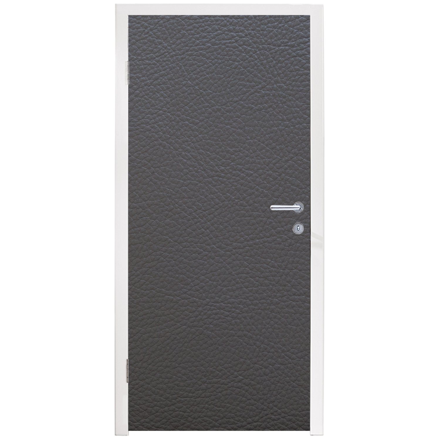 MuchoWow - - St), - für Tür, bedruckt, cm Fototapete Strukturiert Türtapete Leder-Optik Grau, Leder Türaufkleber, 75x205 (1 Matt,
