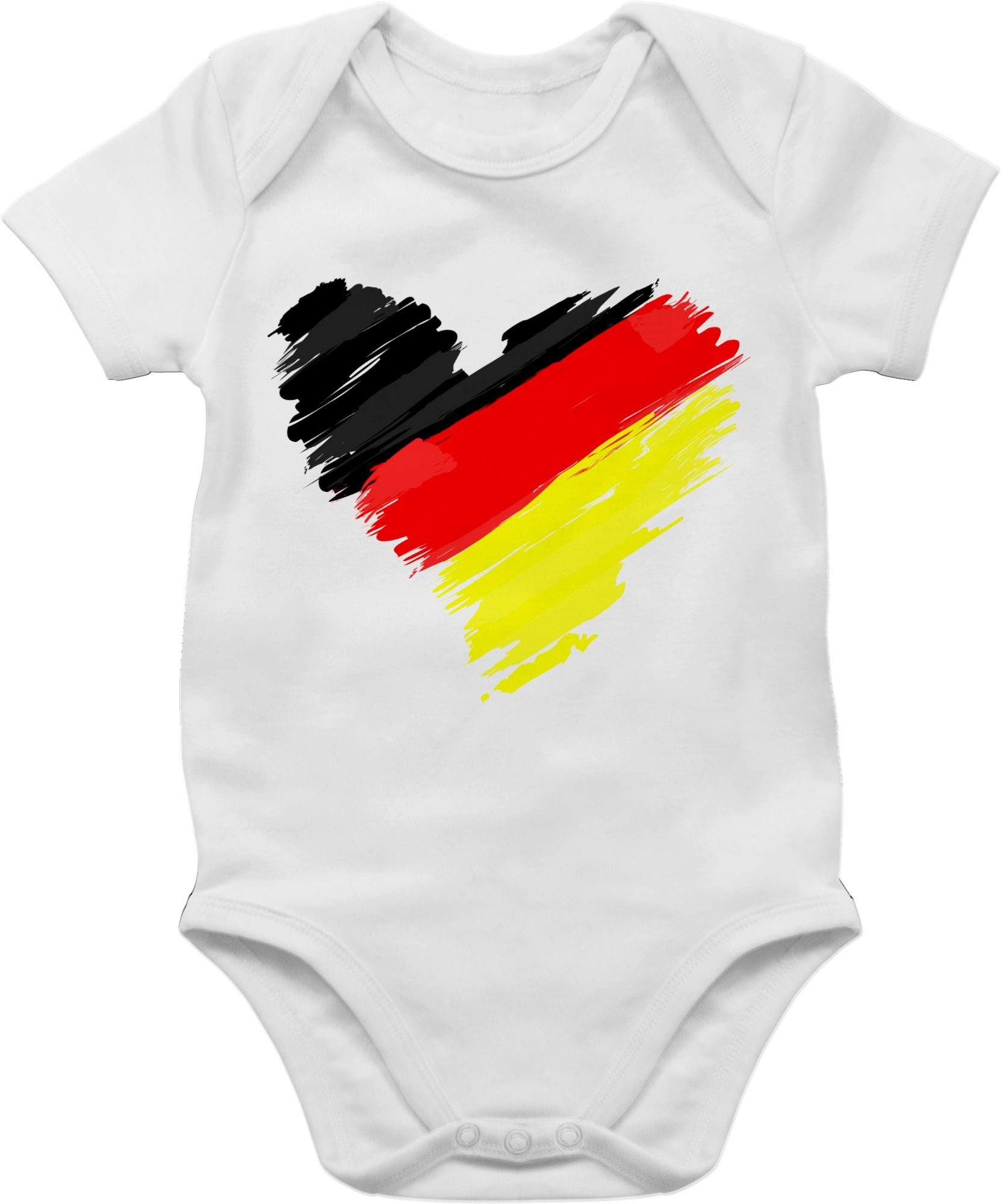 Shirtracer Shirtbody Deutschland WM Herz Fussball EM 2024 Baby 1 Weiß