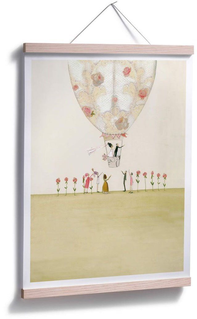 Wall-Art Poster Wandbild, Bild, Deko Heißluftballon, Poster, (1 Heißluftballon St), Wandposter Hochzeit