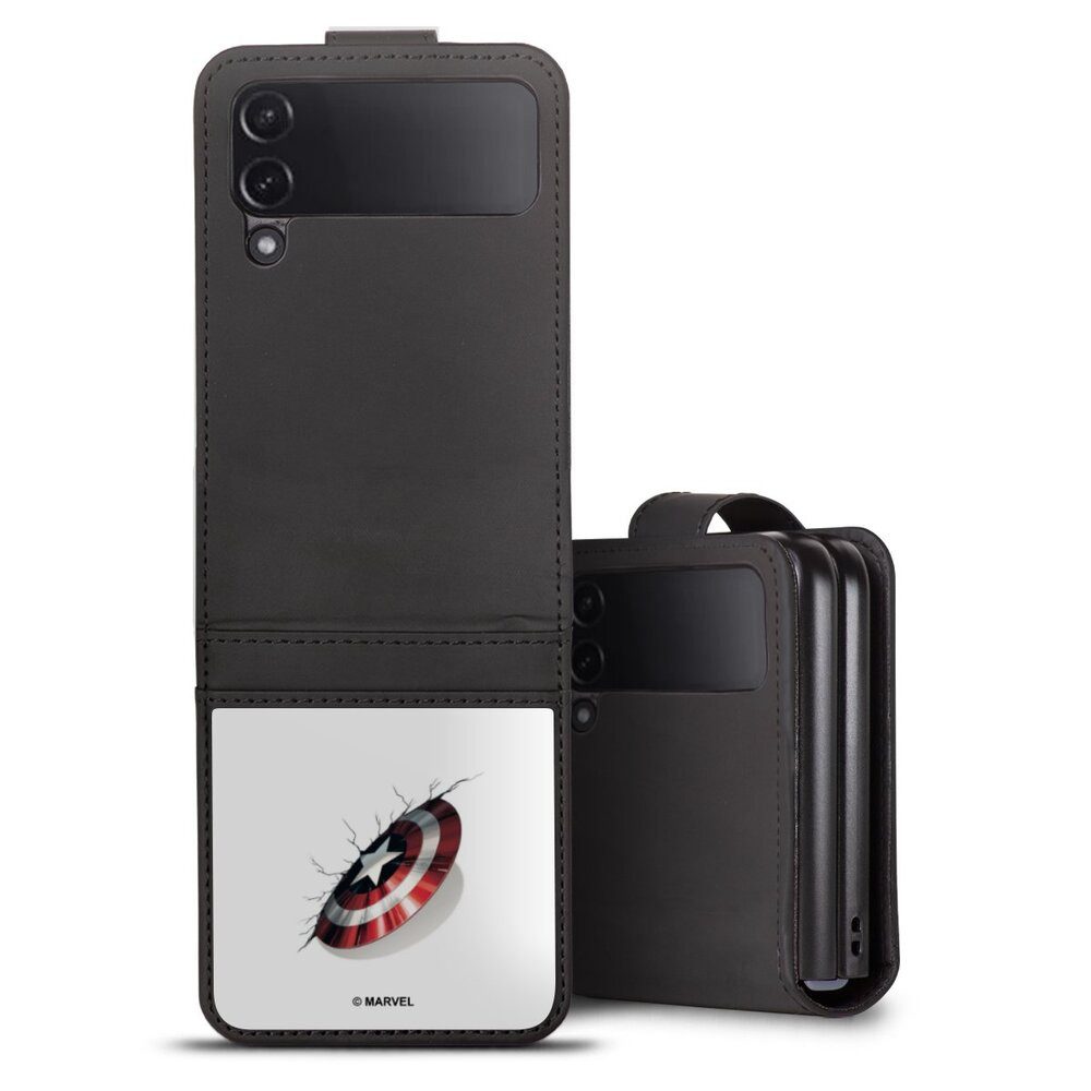 DeinDesign Handyhülle Captain America Offizielles Lizenzprodukt Marvel, Samsung Galaxy Z Flip 4 Hülle Handy Flip Case Wallet Cover
