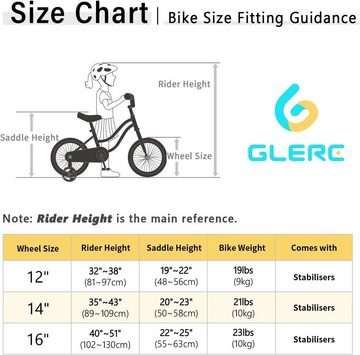 Glerc Fahrrad-Laufrad Kinderfahrrad, mit Korb, Luftschlangen, Stützräder und Glocke