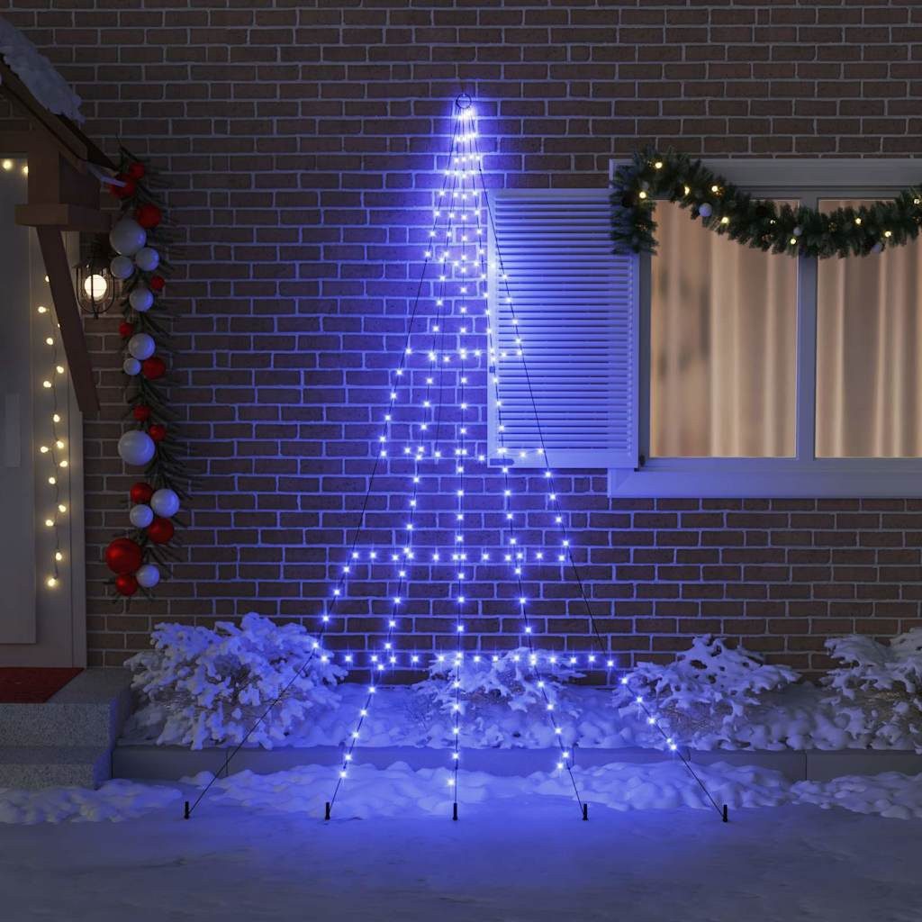 vidaXL LED Baum LED Weihnachtsbaum mit Erdspießen Blau 306 cm Metall