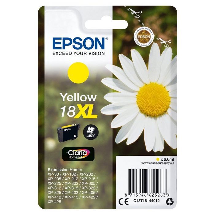 Epson Epson Daisy Singlepack Yellow 18XL Claria Home Ink Tintenpatrone