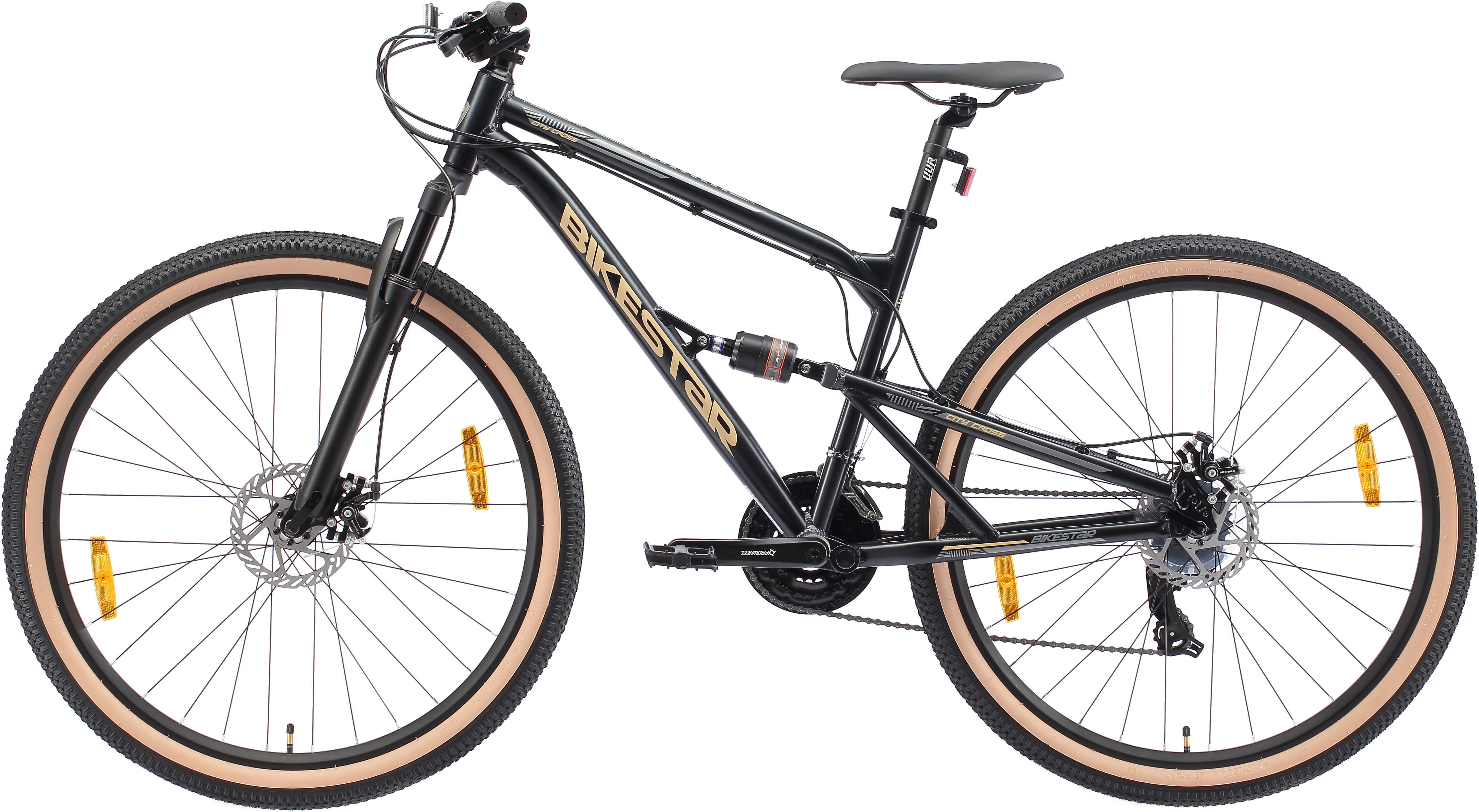 Bikestar Mountainbike, 21 Gang Shimano RD-TY300 Schaltwerk, Kettenschaltung, für Damen und Herren, Kettenschaltung