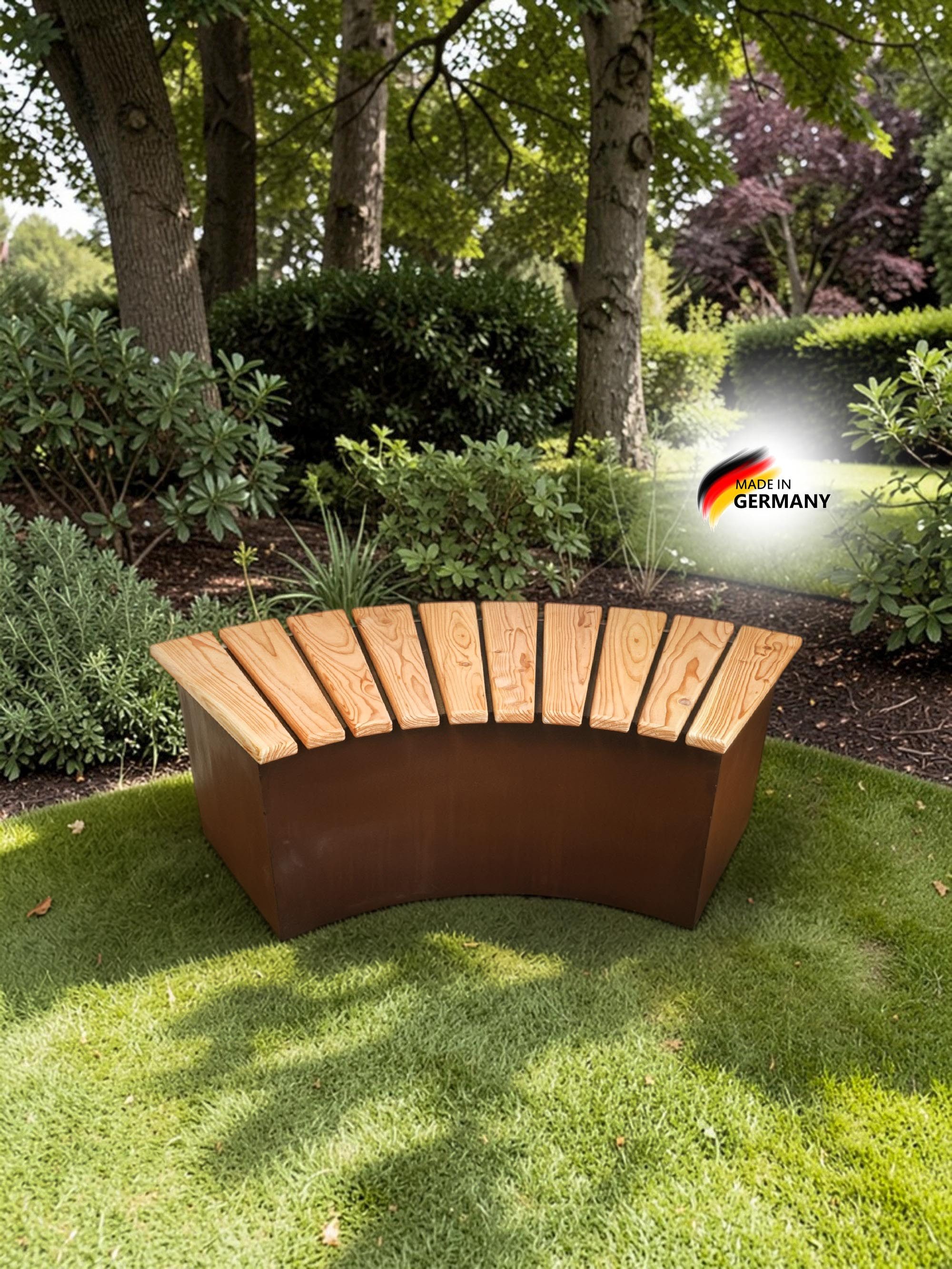 BADEKO Gartenbank Gartenbank Karlsruhe aus Lärchenholz und Edelrost/Cortenstahloptik