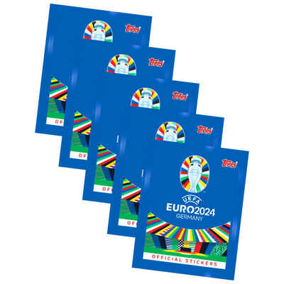 Topps Sticker Topps UEFA EURO 2024 Sticker - Fußball EM Sammelsticker - 5 Tüten, (Set), UEFA EURO 2024 Sticker - 5 Tüten