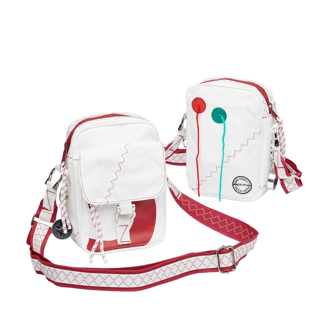 Schultertasche Sea Pearl Schultertasche Weiß/Rot aus Segeltuch