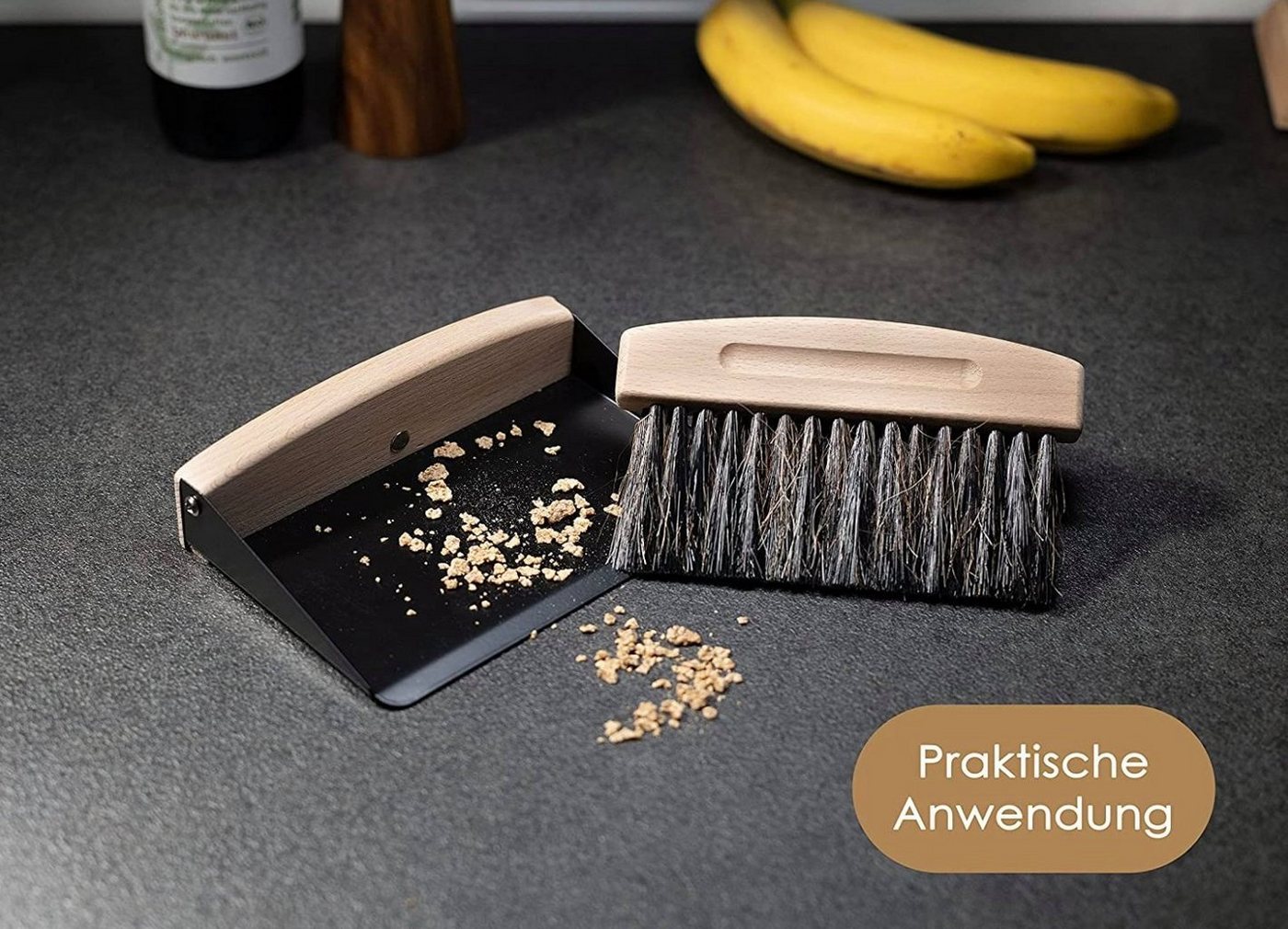 Thumbnail - HomeBee Reinigungsbürsten-Set Tischkehrset aus Holz und Metall, Fliesen, Schuhe, Werkbank, Boden, Holz, Metall, Jalousie...