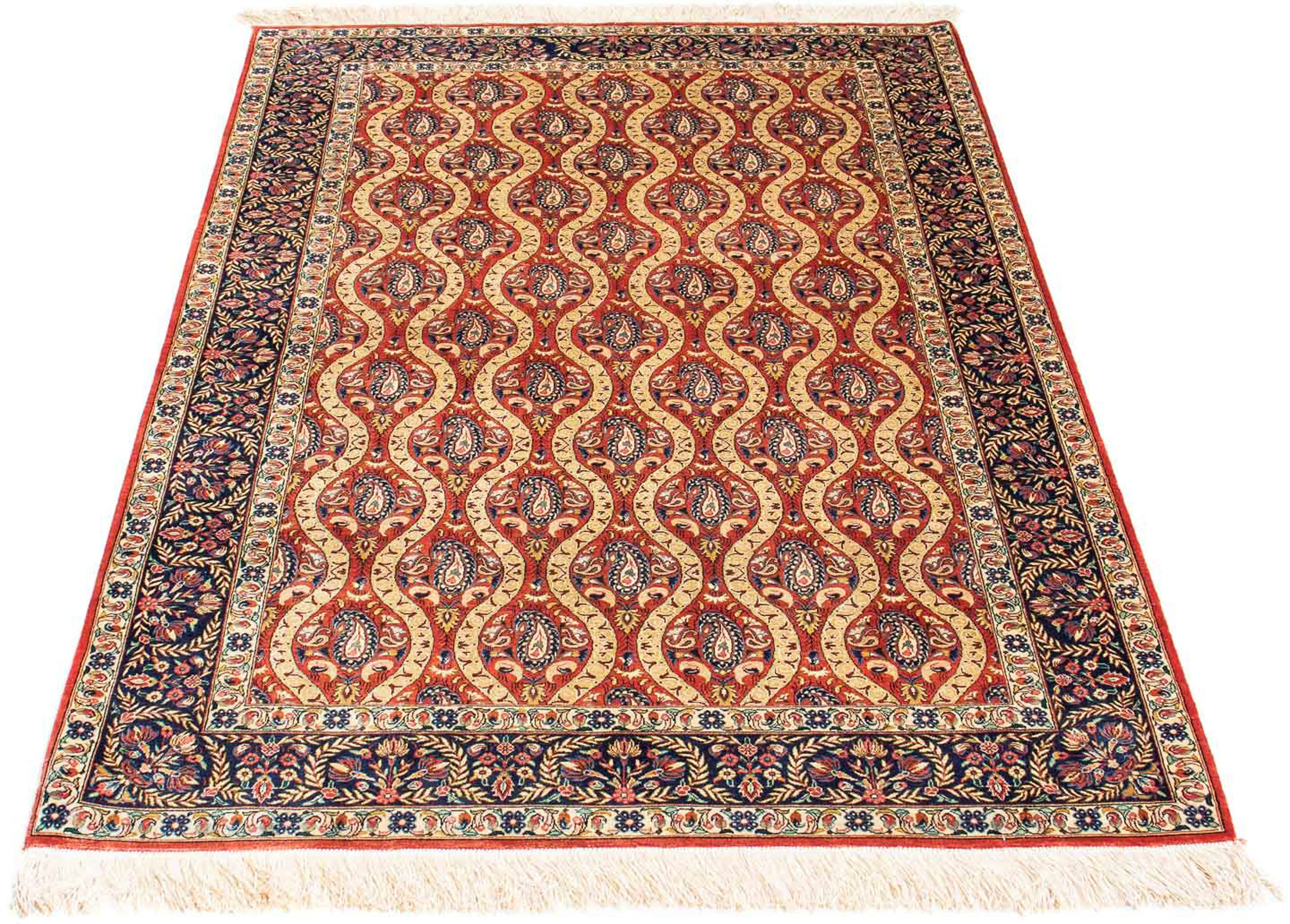 Orientteppich Perser - Ghom - 150 x 98 cm - rot, morgenland, rechteckig, Höhe: 10 mm, Wohnzimmer, Handgeknüpft, Einzelstück mit Zertifikat