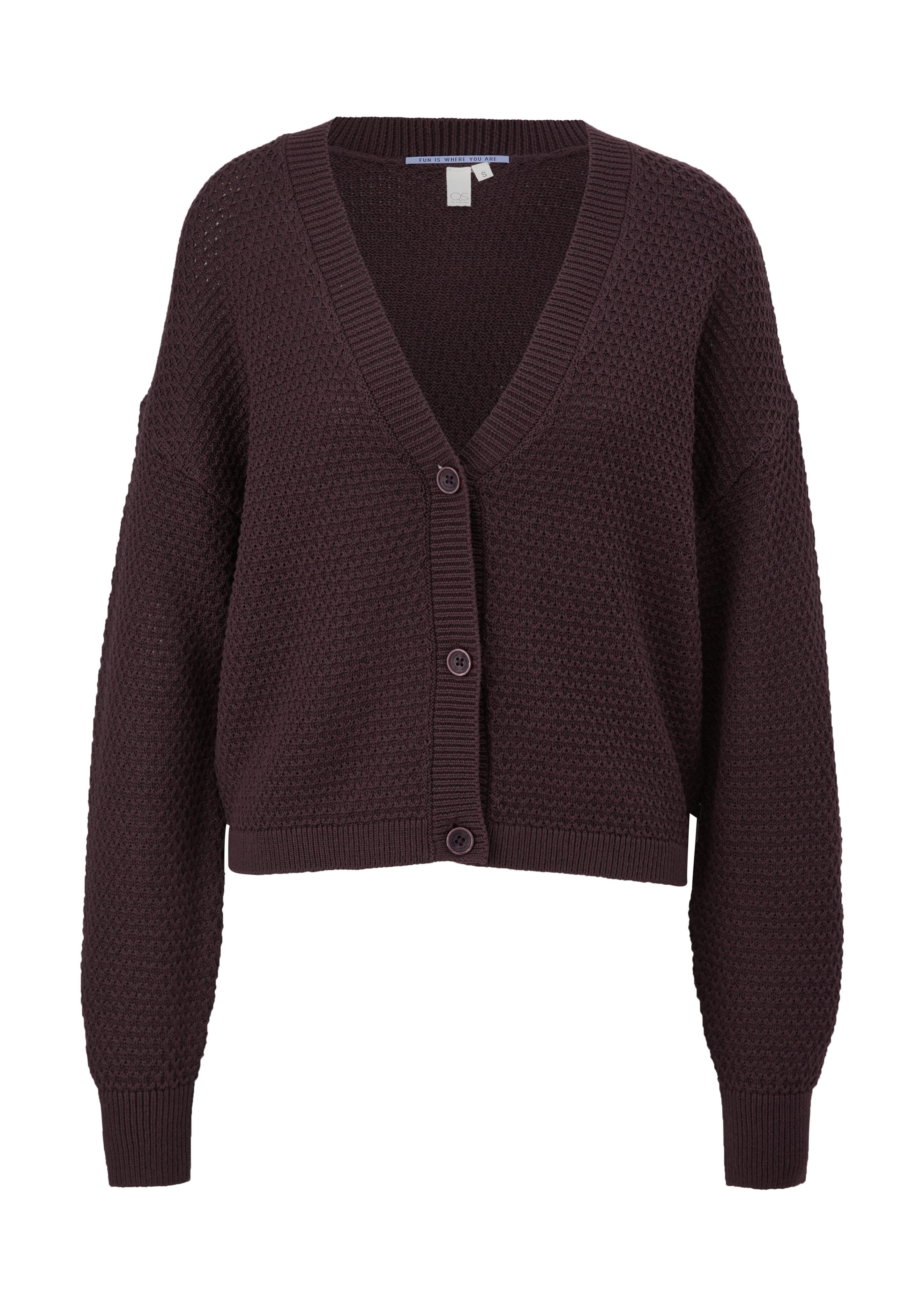 Muster Strickcardigan mit Funktionsjacke feinem QS aubergine