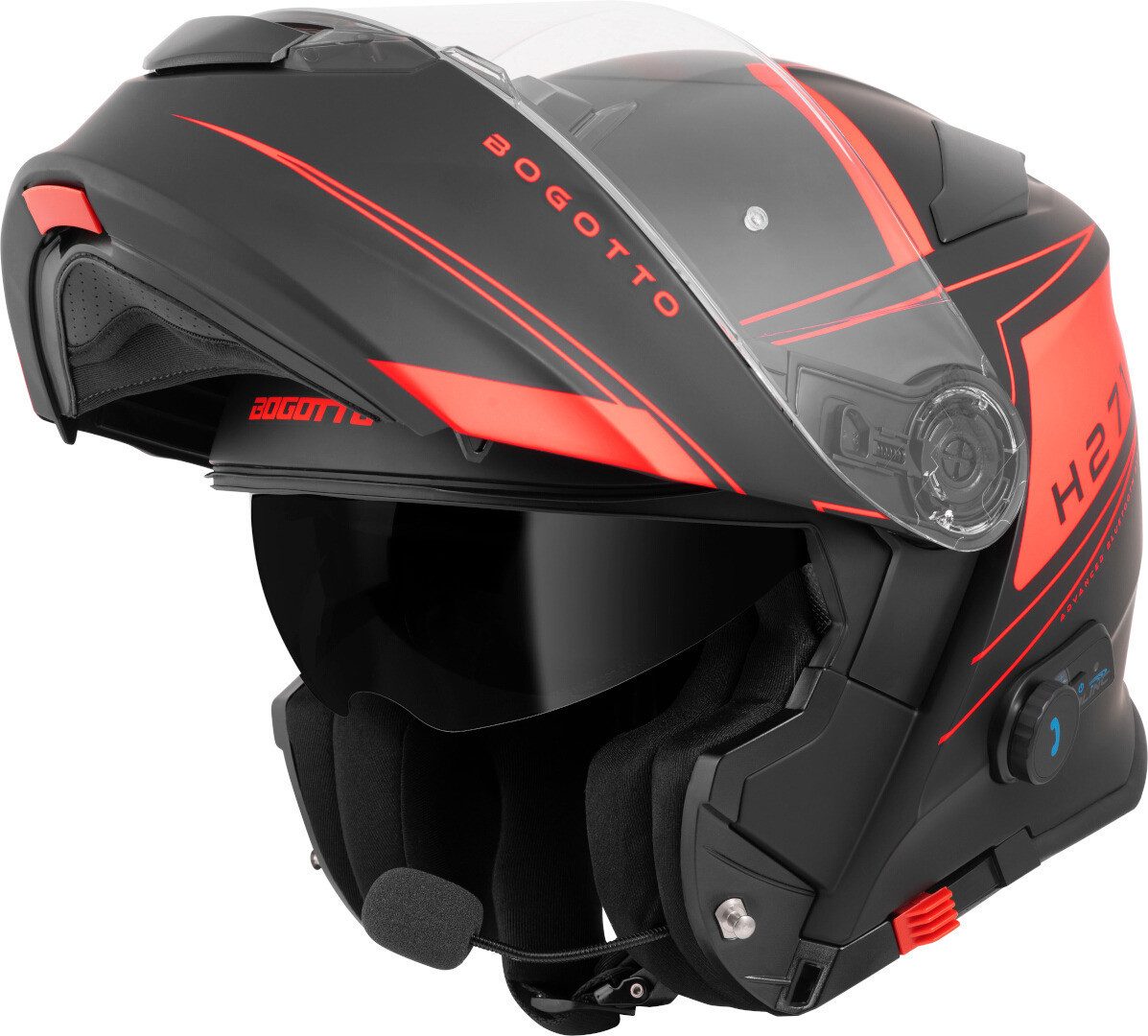 Bogotto Motorradhelm H271 BT Taog Bluetooth Klapphelm, Integriertes Kommunikationssystem,geeignet Für Brillenträger,hera