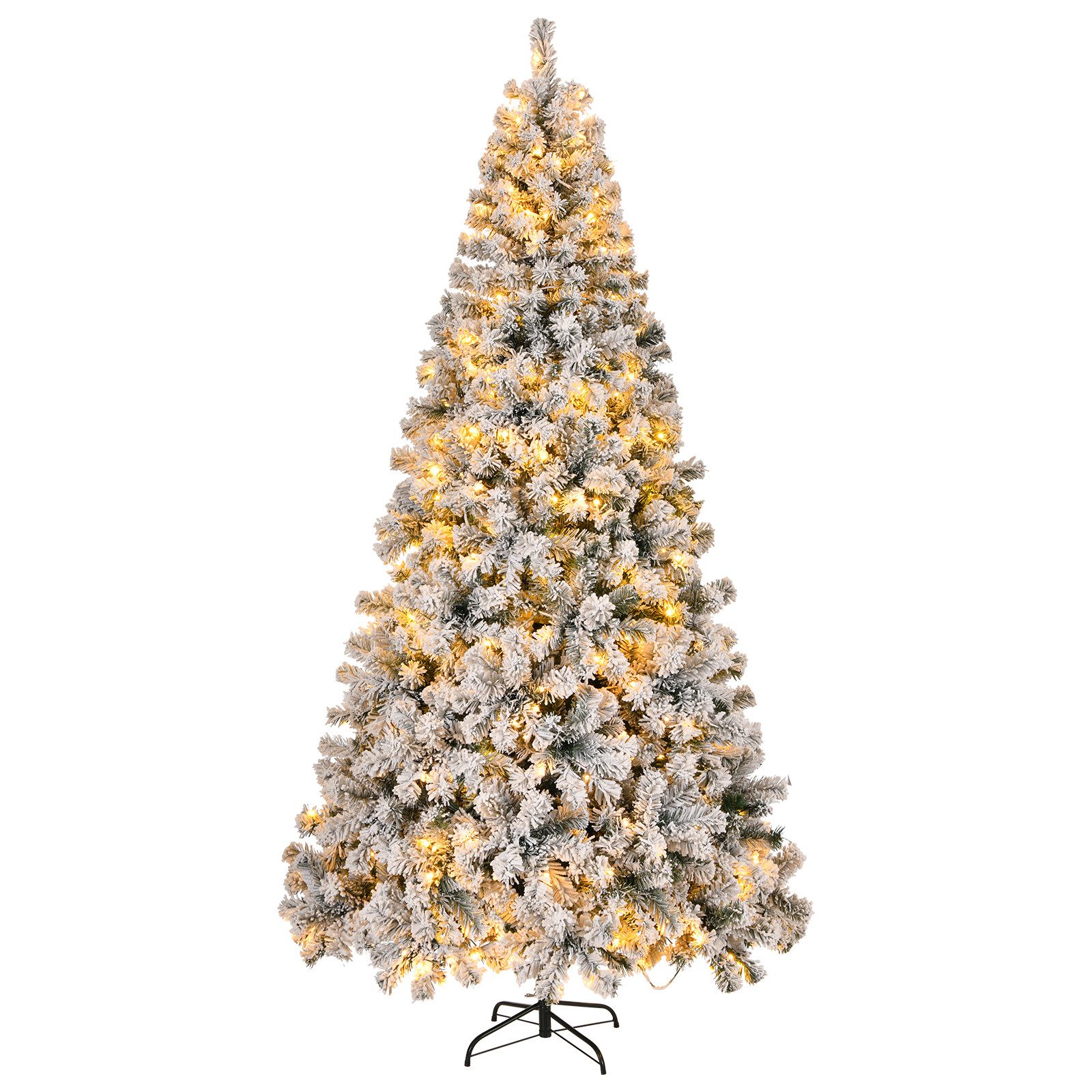 LALAHO Künstlicher Weihnachtsbaum Künstlicher Tannenbaum mit LED Beleuchtung, Schnee, 180cm mit 750 Zweige, 100 LEDs mit 8 Modi, für Weihnachtsdeko