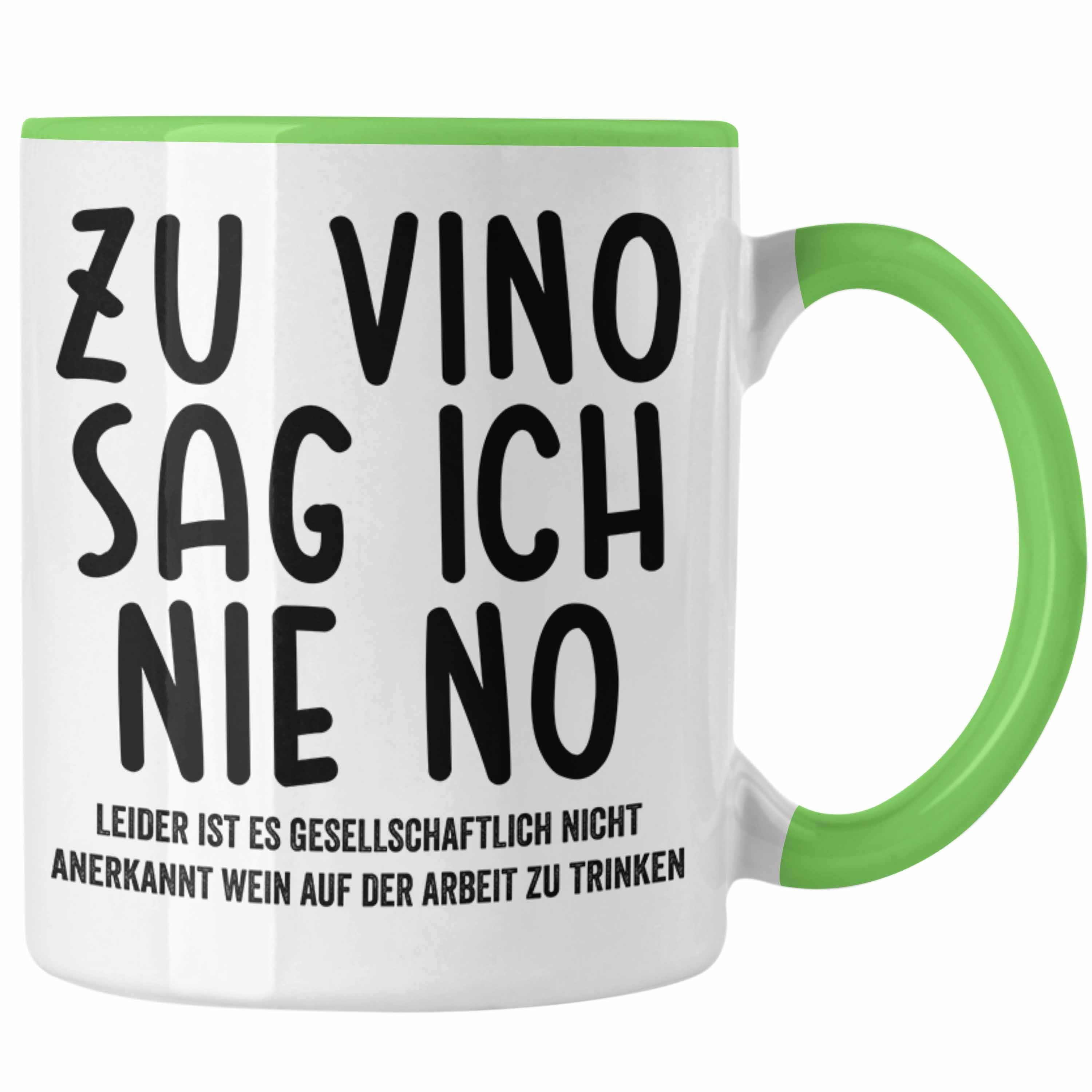 Trendation Tasse Trendation - Zu Vino Sag Ich Nie No Lustige Tasse mit Spruch Weinliebhaber Arbeit Geschenkidee Büro Grün