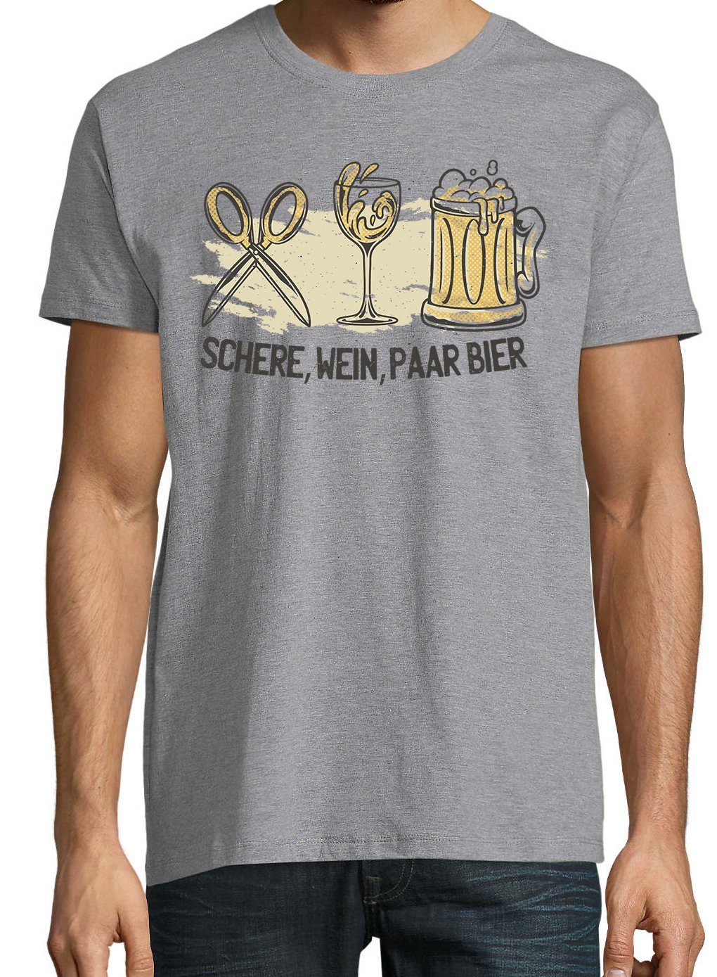 Paar Grau Wein, Designz Bier Frontprint Schere, Shirt Herren trendigem Youth mit T-Shirt