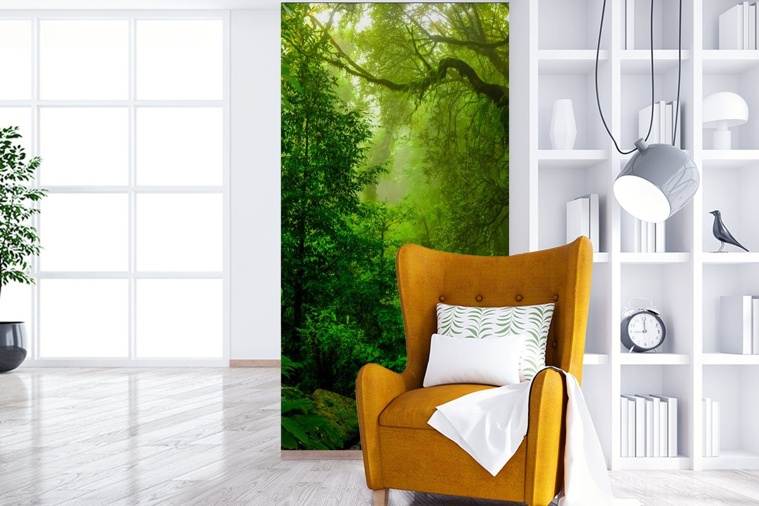 Dschungel Schlafzimmer Vliestapete Tropisch Fototapete Fototapete Küche, MuchoWow - St), - - - Wohnzimmer (2 Matt, Grün, bedruckt, für Landschaft Sonne