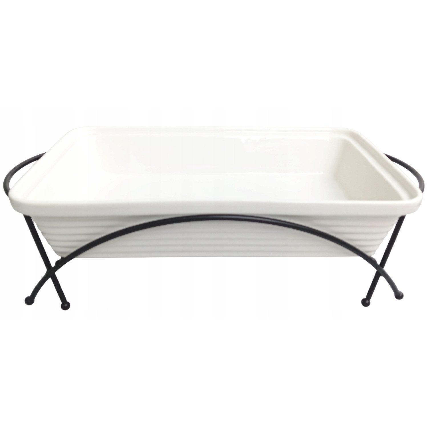 Feel Maestro Speisenwärmer MR-11362-73 Rechteckiger Keramik-Lebensmittelwärmer 1.7L, Backofengeeignet, inklusive Gestell und Deckel mit Griff