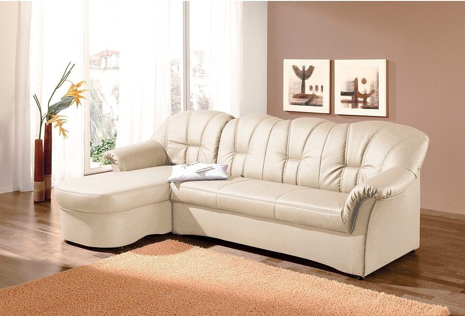 DOMO collection Ecksofa "Papenburg, zeitlose Rückensteppung, elegante Forme günstig online kaufen