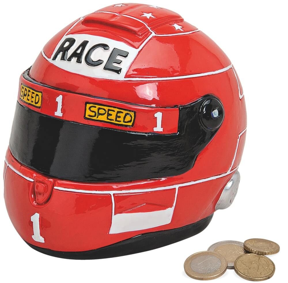 Spardose Spardose Motorrad Helm rot Polyresin