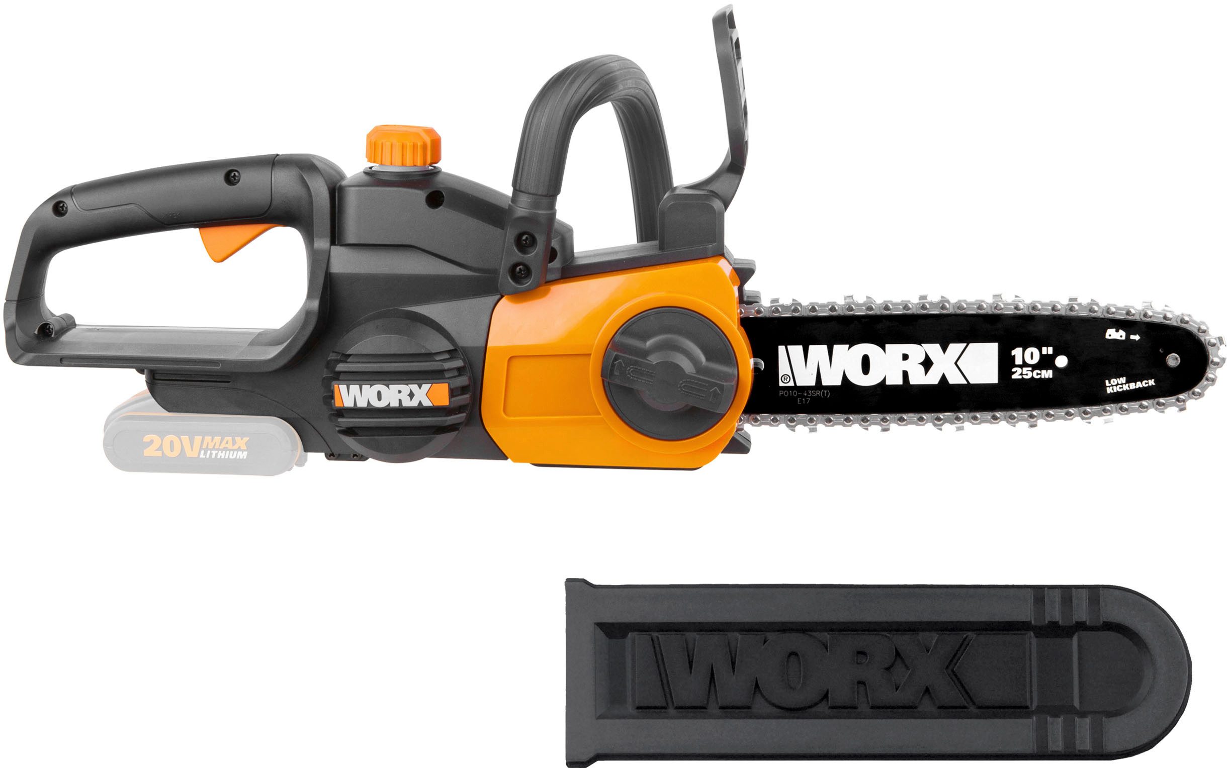 Worx Akku-Kettensäge WG322E.9, 25 cm Schwertlänge, automatische Kettenspannung, ohne Akku und Ladegerät
