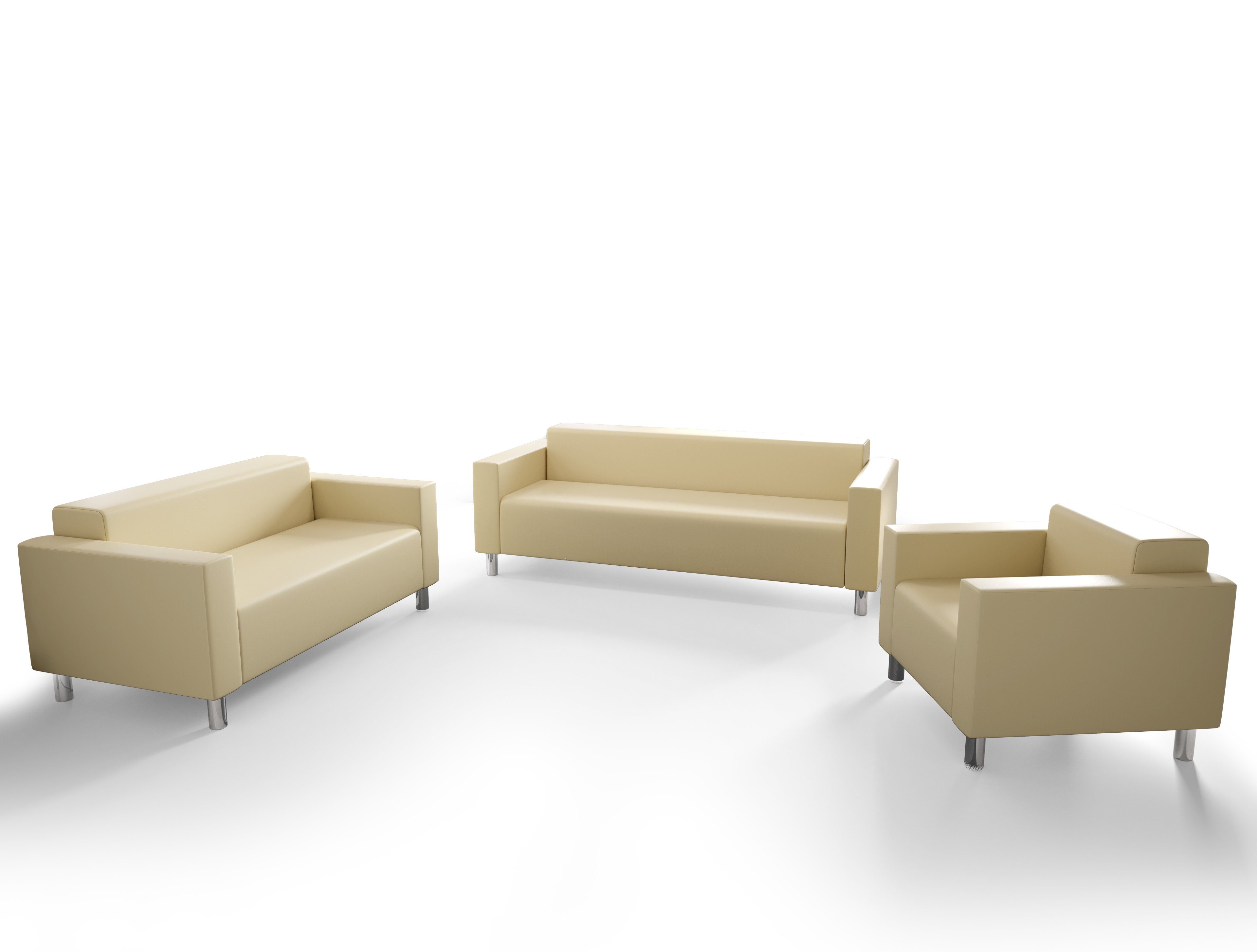 pressiode Sofa SOFA SET, 3 SOFAS, 1/2/3-Sitzer, verschiedene Farben, HUGO Creme