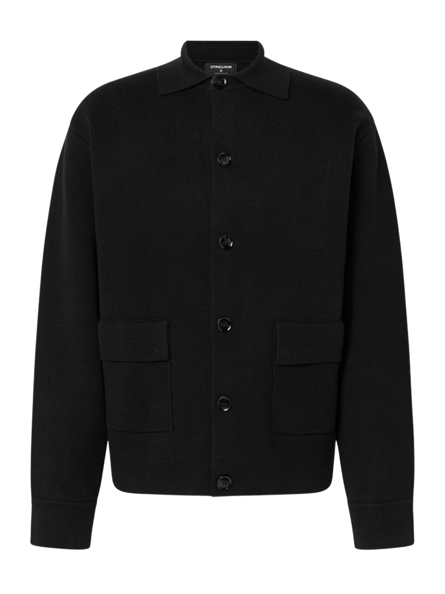 Strellson Strickjacke schwarz,Casual,Baumwolle,Unifarben,Umlegekragen,Langarm,Regular Fit
