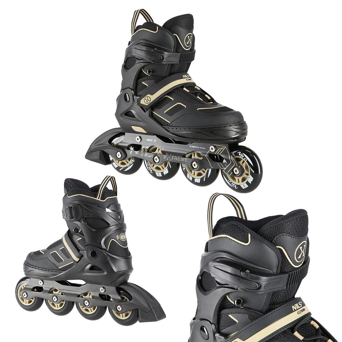 NILS EXTREME Inlineskates Inliner Fitnessskates Freizeitskates, (Spar-Set, 2-St., 35-38), größenverstellbar EU 35-38, ABEC-9, Alu-Schiene