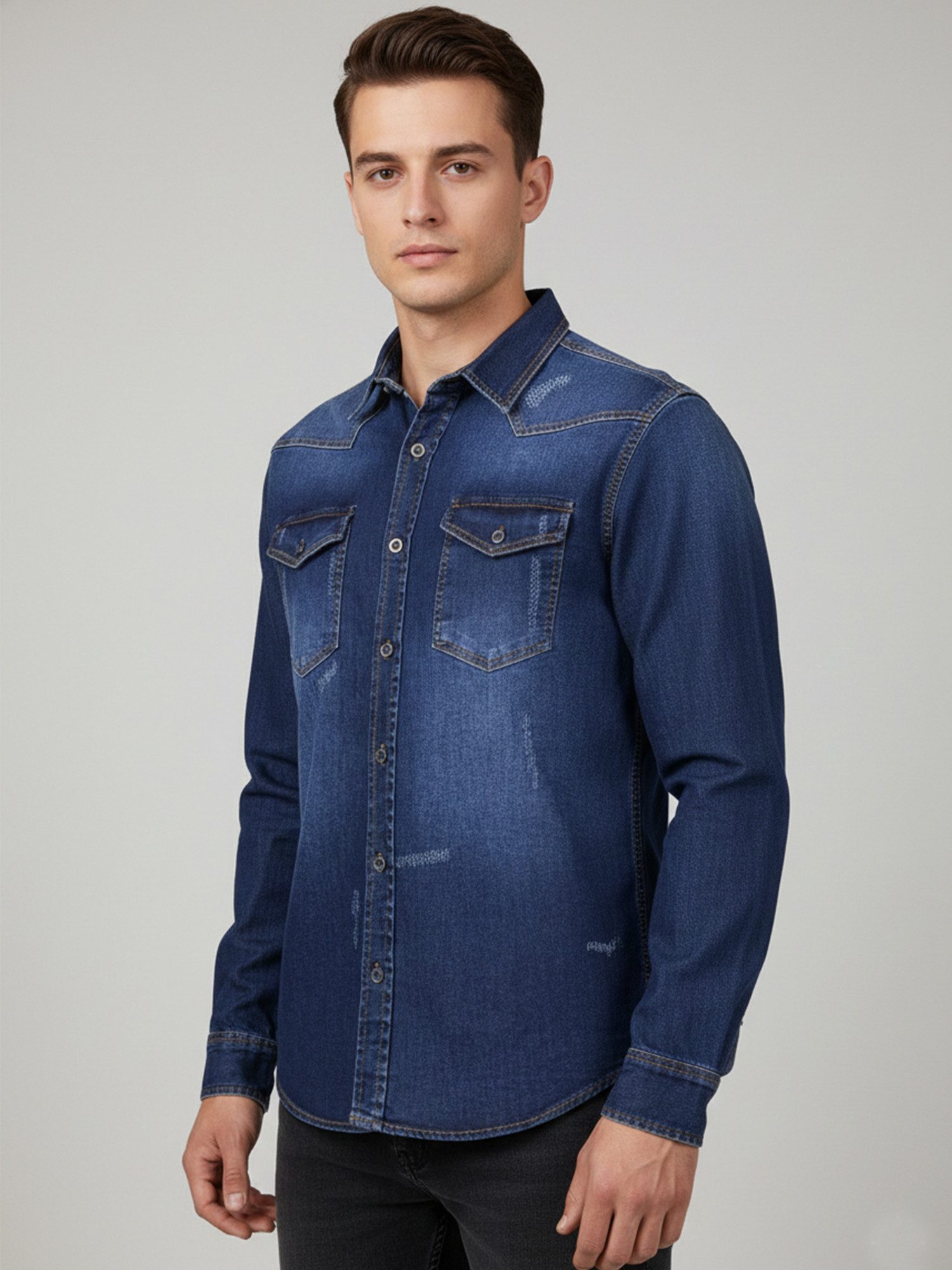 Rock Creek Jeanshemd Herren Jeans Hemd Regular Fit H-419 – Bild 5 von 5