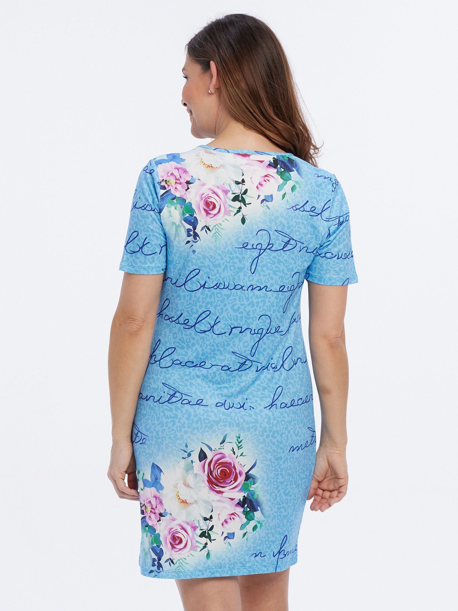 Schriftzügen mit Bigshirt elastisch Beaux Nachthemd Blumenmuster Belli und