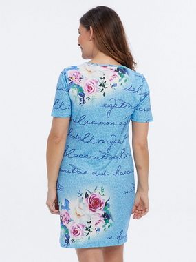 Belli Beaux Nachthemd Bigshirt elastisch mit Schriftzügen und Blumenmuster