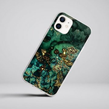 DeinDesign Handyhülle Marmor Glitzer Look Muster Cyan Glitter Marble Look, Apple iPhone 12 Silikon Hülle Bumper Case Handy Schutzhülle