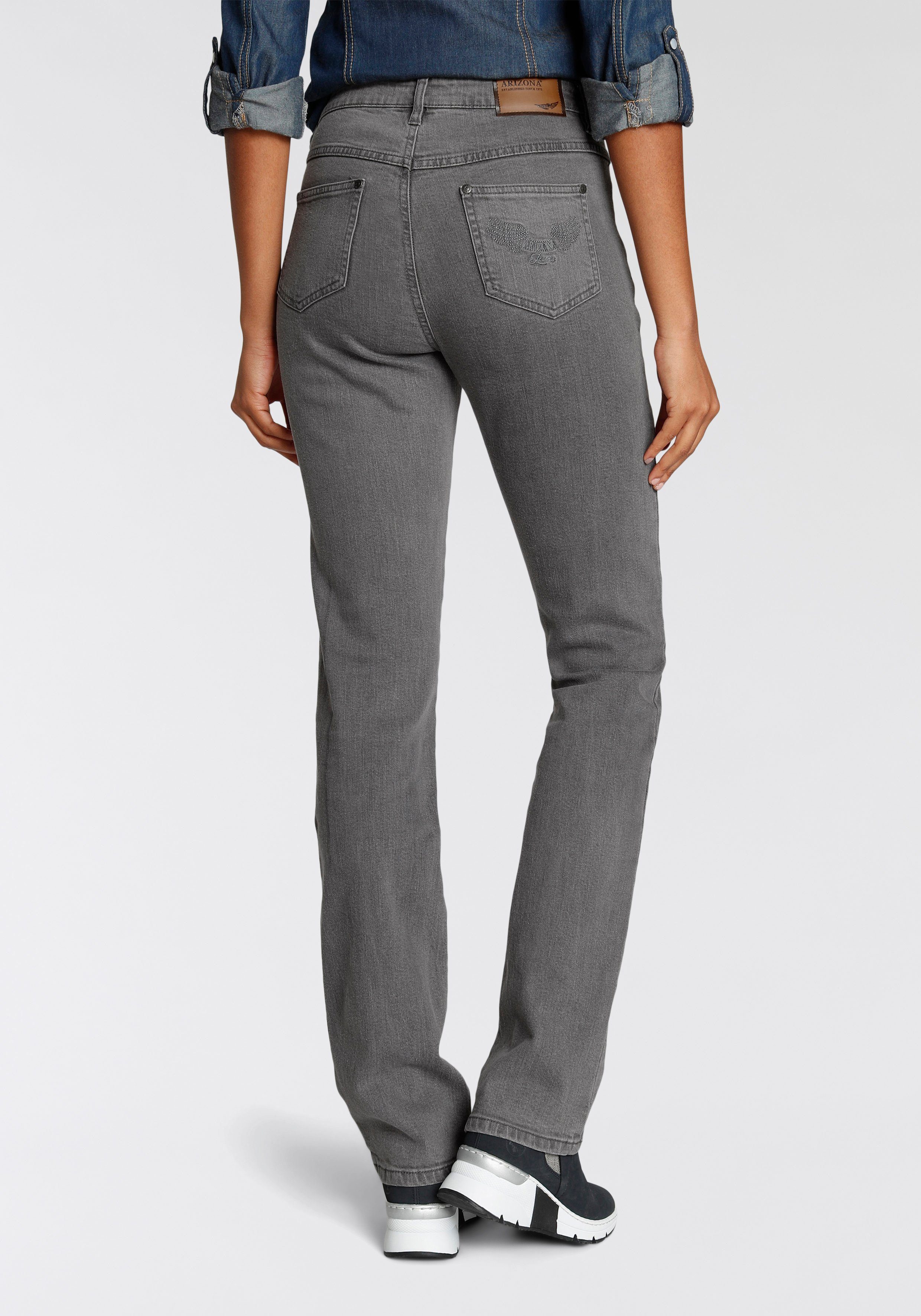 Arizona Gerade Jeans Comfort-Fit High Waist grey-used