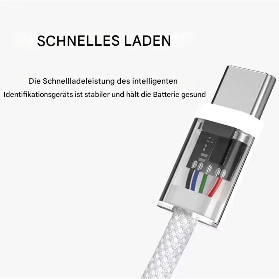 Wrischan 1M USB Typ-C zu Typ-C Schnellladekabel PD 60W USB-Kabel, 60W Schnellladekabel mit 1 Meter Länge. – Bild 2 von 5