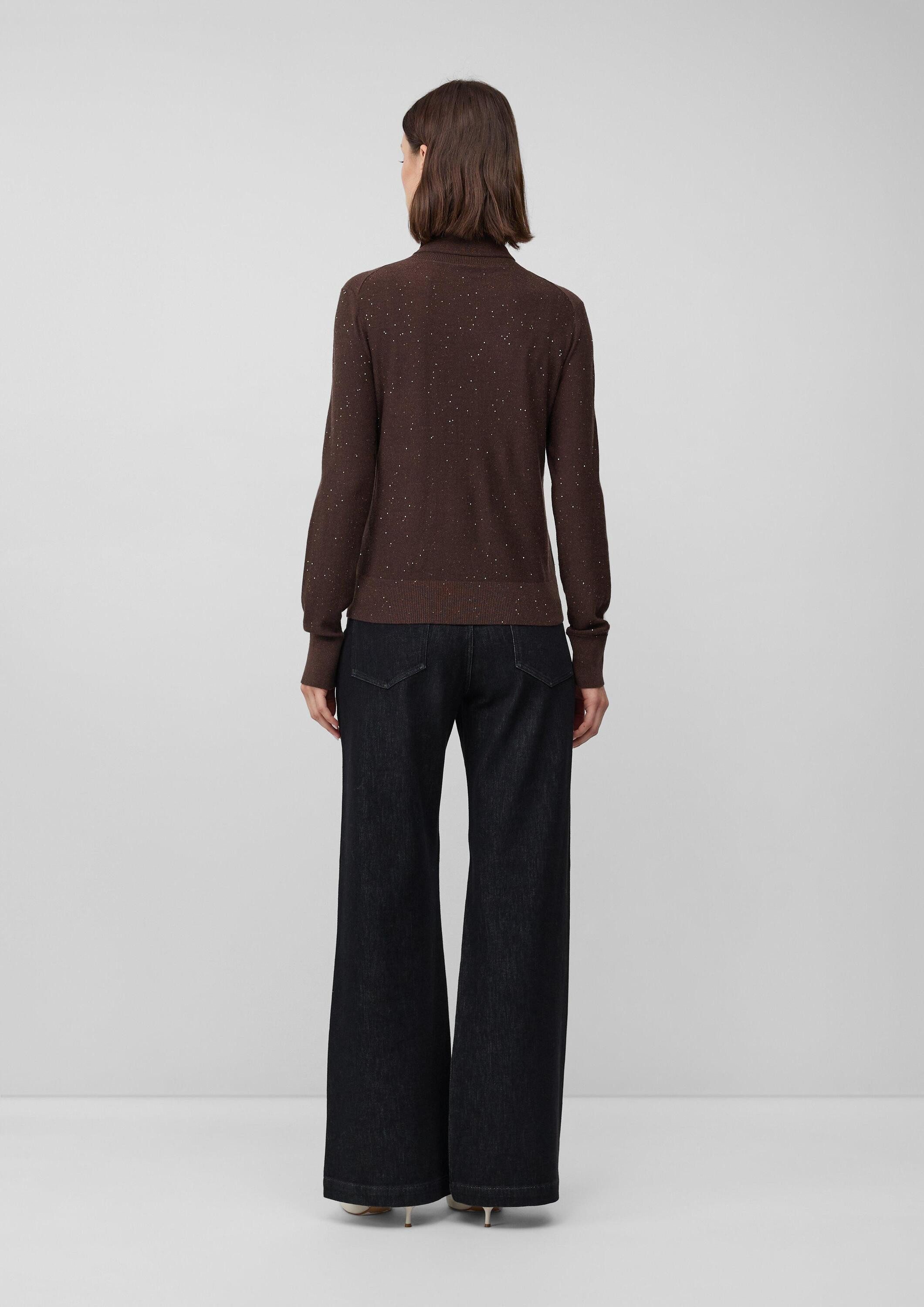 s.Oliver Longpullover Strickpullover Rollkragenpullover mit feinen Pailletten