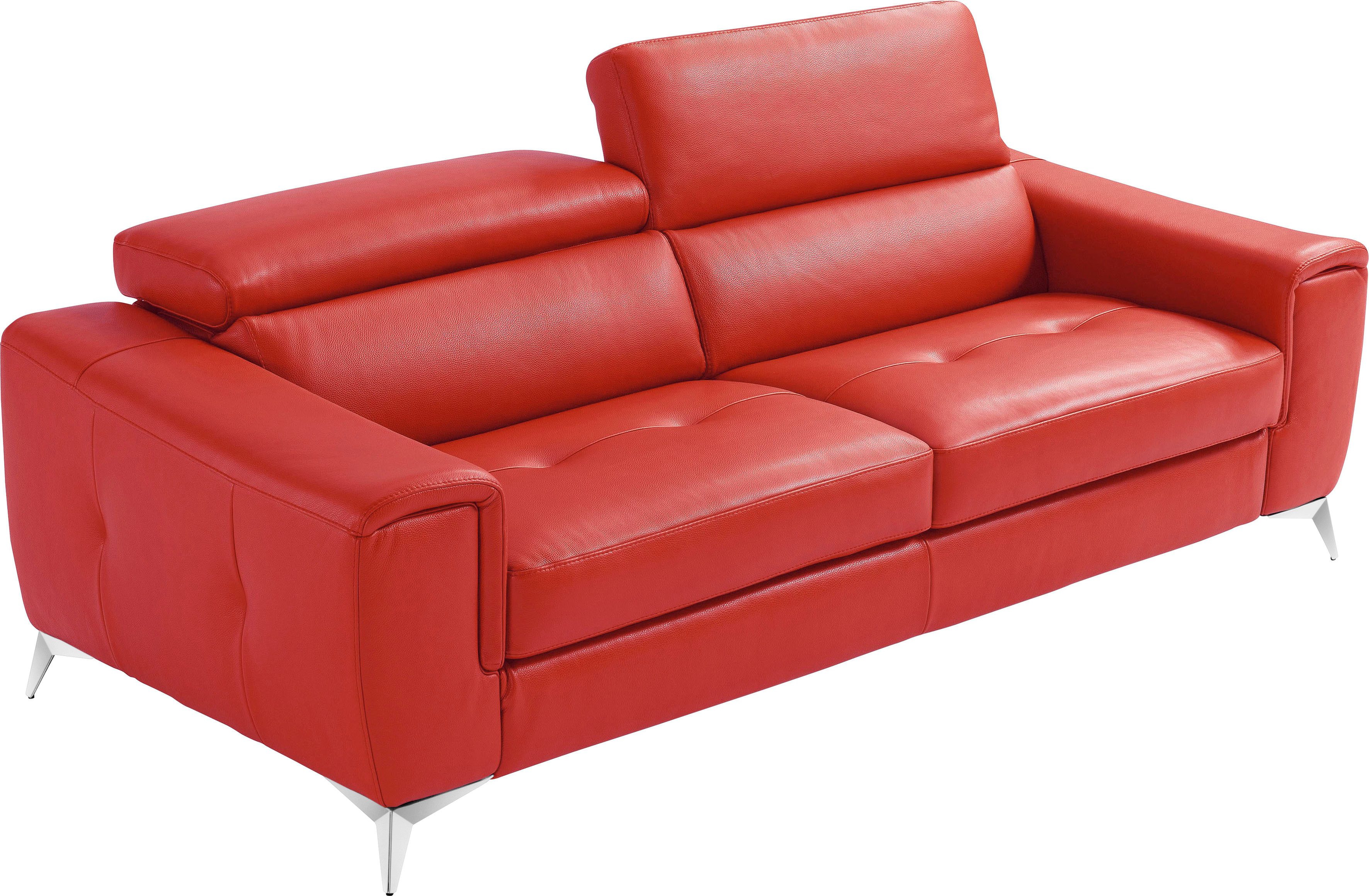 Egoitaliano Schlafsofa Francine Designsofa, Loungesofa mit Dauerschlaffunktion, Breite 233 cm, mit Bettfunktion, Leder BULL, kirschrot, Fußfarbe chrom