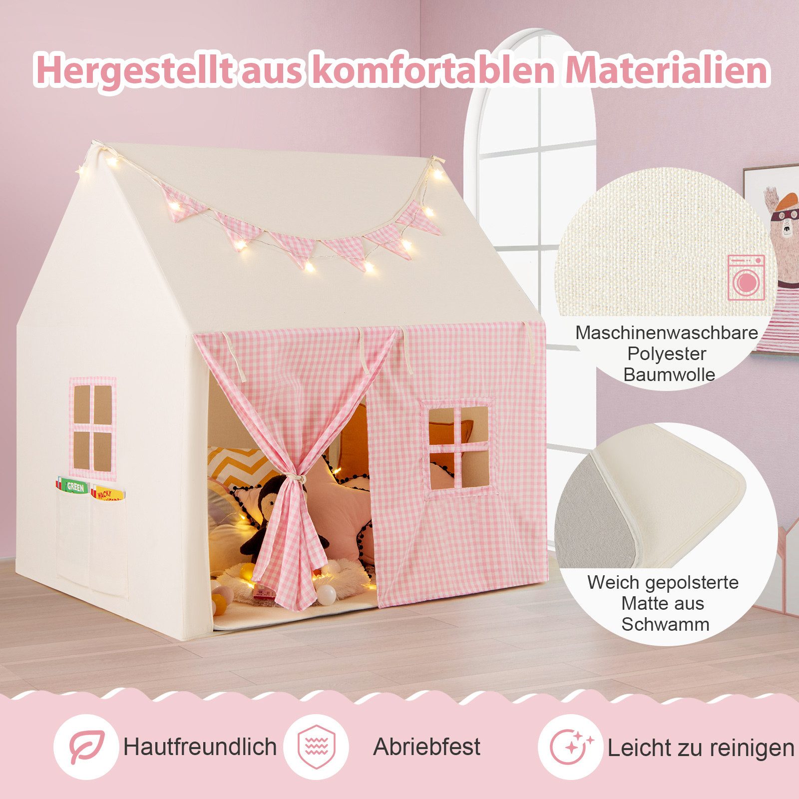 COSTWAY Spielzelt Tipi Zelt mit Sternenlichtern günstig online kaufen