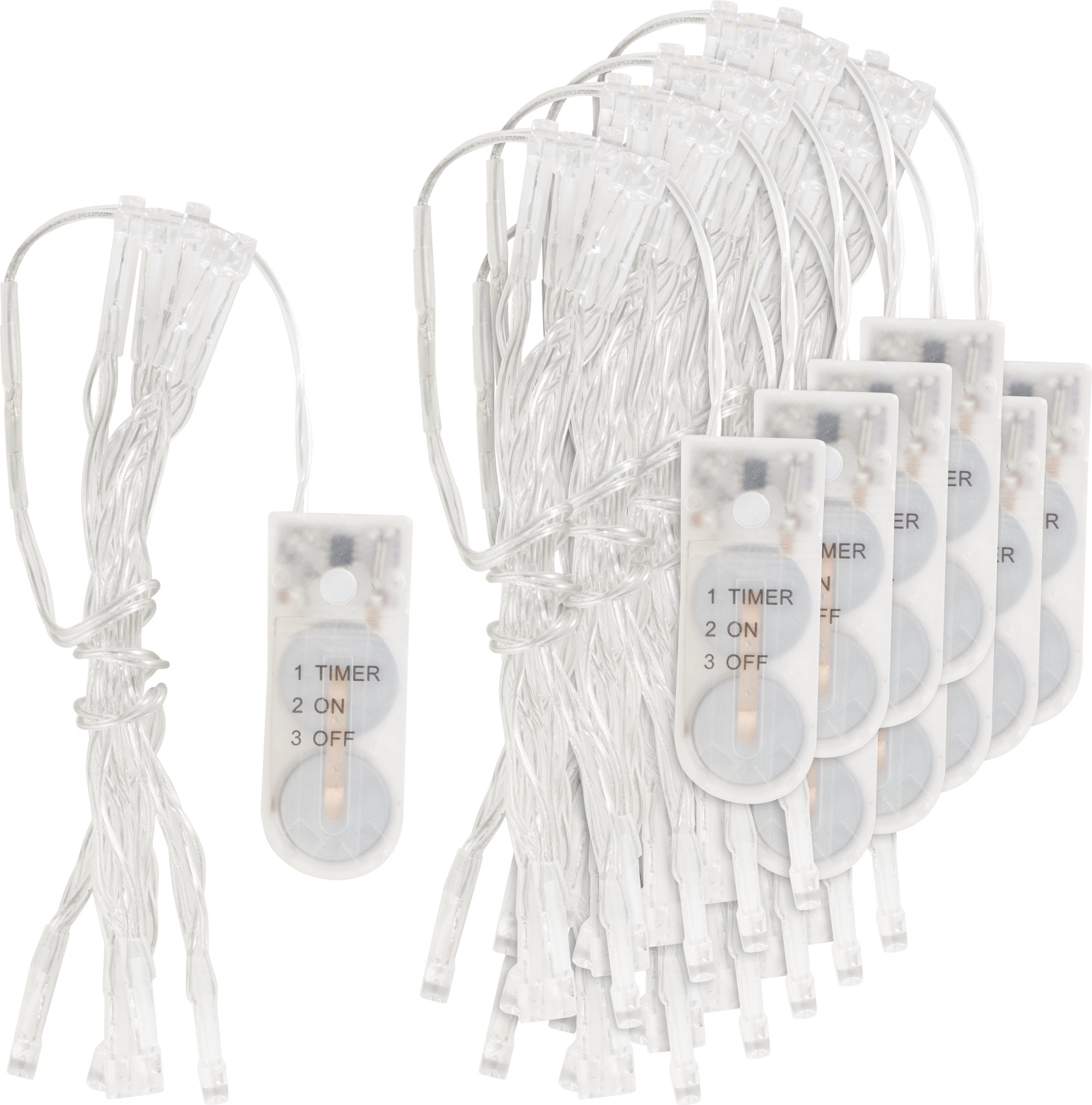VBS XXL Lichterkette Mini-LED-Lichterketten, mit Timer und Knopfzellen 10 Stück
