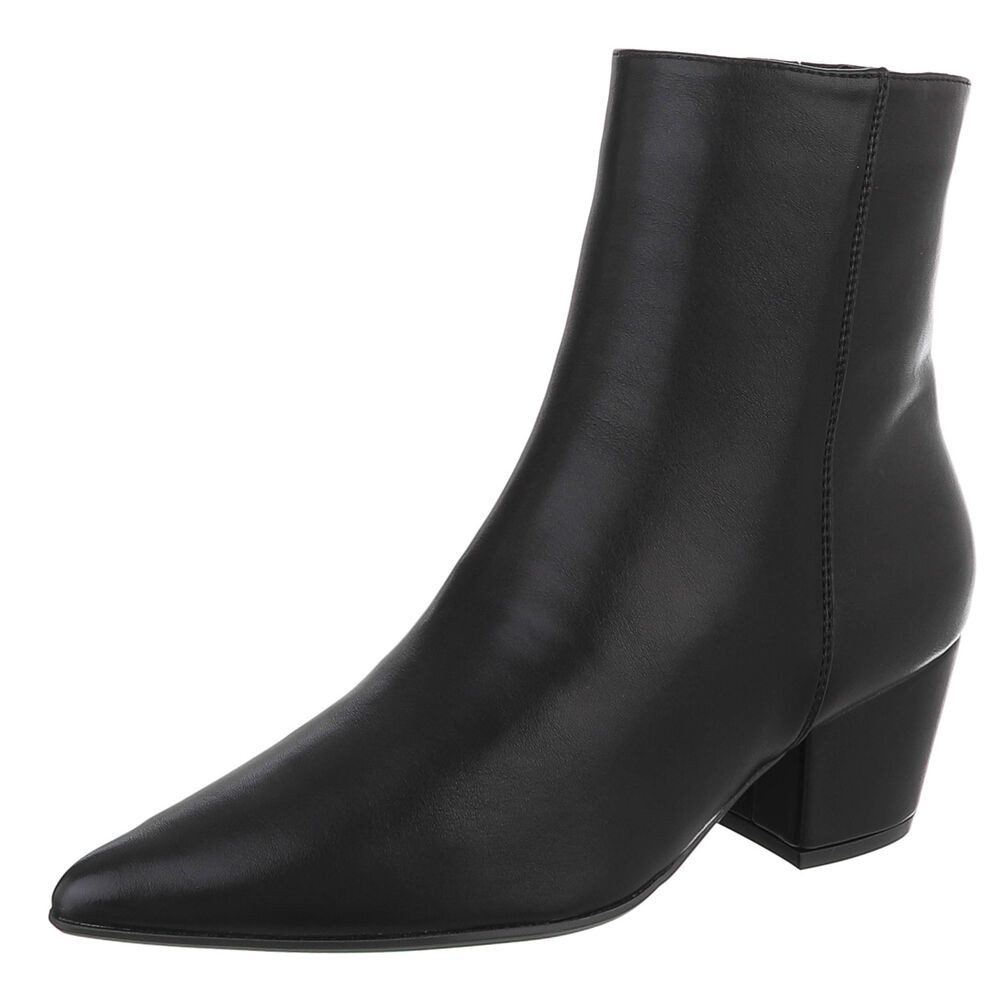 Ital-Design Damen Stiefelette spitz mit Blockabsatz und Reißverschluss Westernstiefelette (91742495) Blockabsatz Stiefeletten in Schwarz