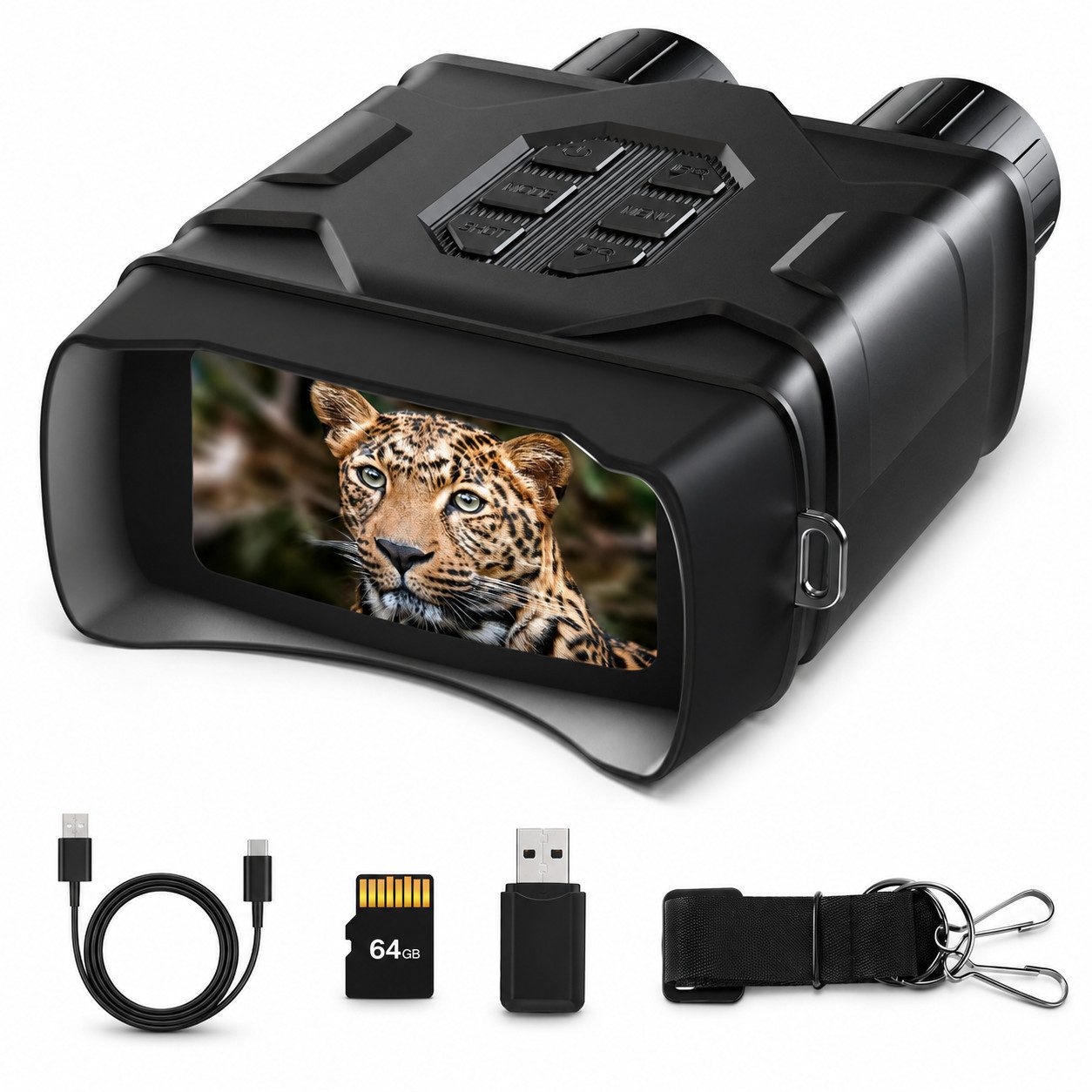 Tekoo Nachtsichtgerät Digitales Nachtsichtgerät 5K Video & 52MP, 800m Sicht, WLAN, 64GB, 5K Ultra HD Videoaufnahme & 52MP Fotos, App-Steuerung