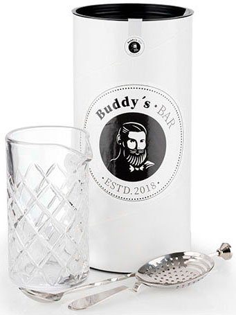 Buddy's Cocktail-Set Rühr-Set, (Set, 3-tlg), 1 Barlöffel, 1 Barsieb, 1 Rührglas