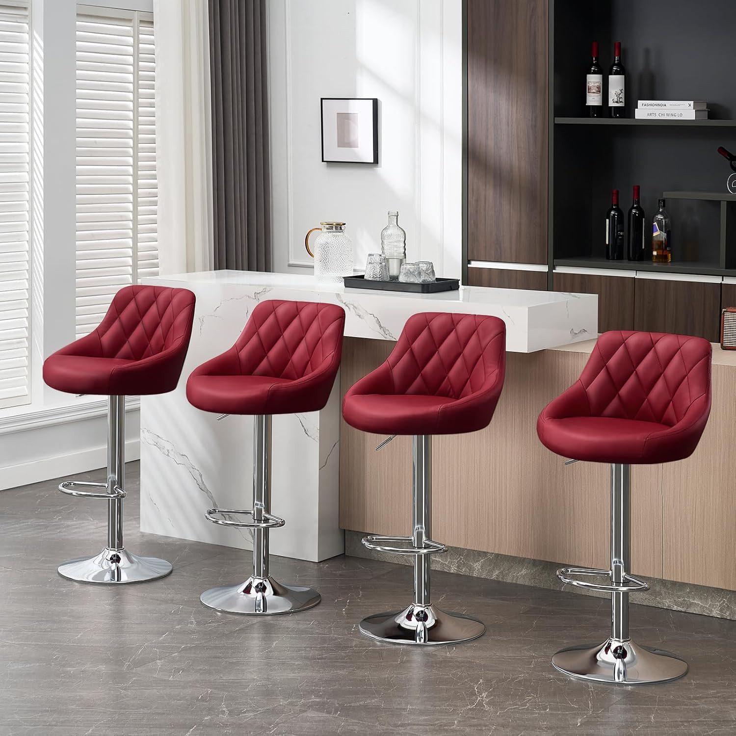 Woltu Barhocker (2 St), gut gepolstert, Kunstleder, Höhenverstellbar, Drehbar