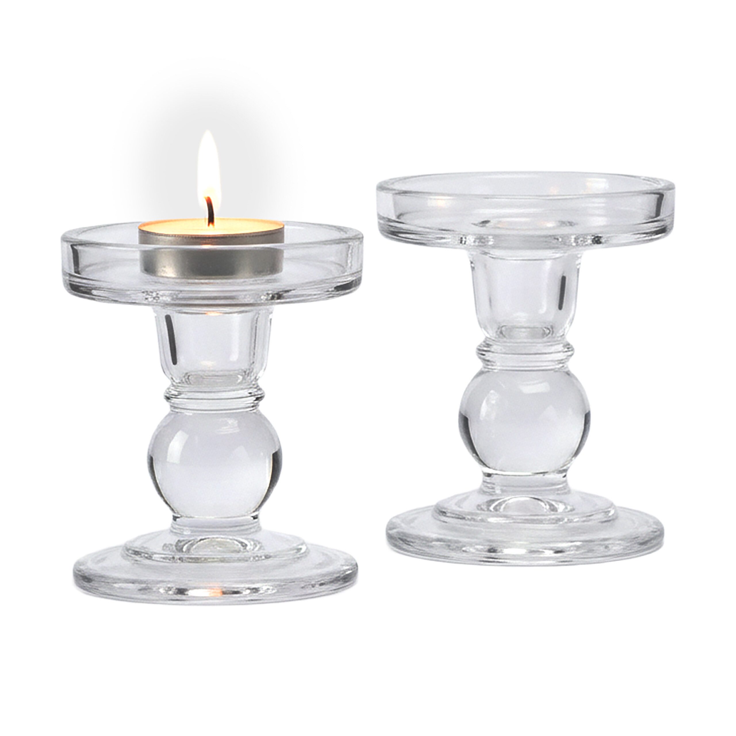 relaxdays Tischkerzenhalter Kerzenhalter Glas 2er Set, M