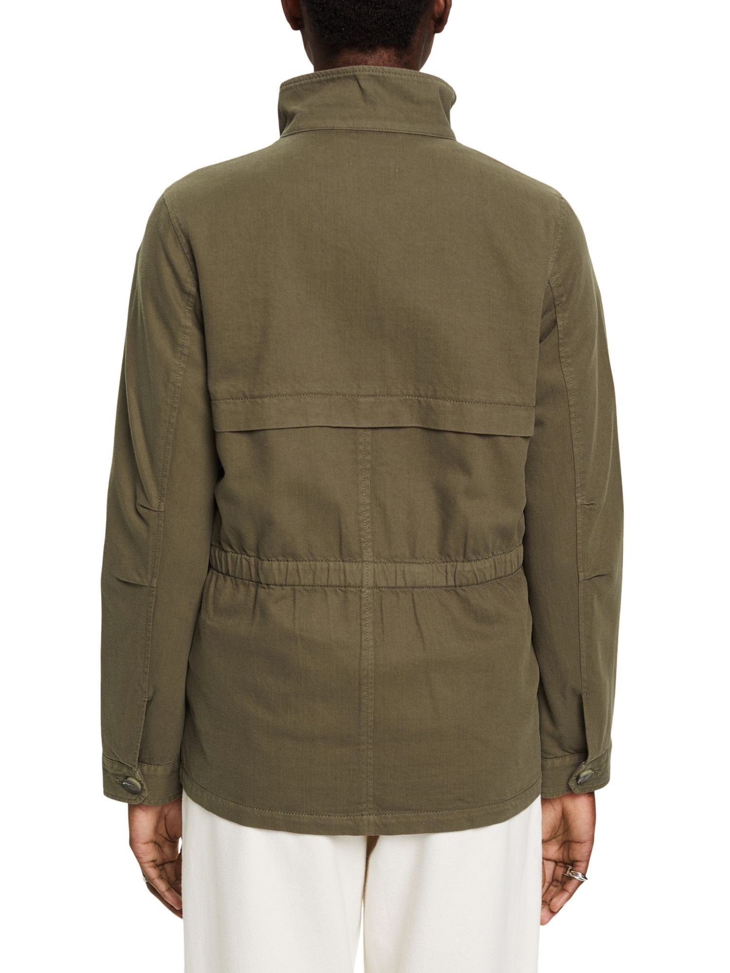 (1-tlg) Utility-Jacke Esprit Taillenbund mit KHAKI Strickjacke elastischem GREEN