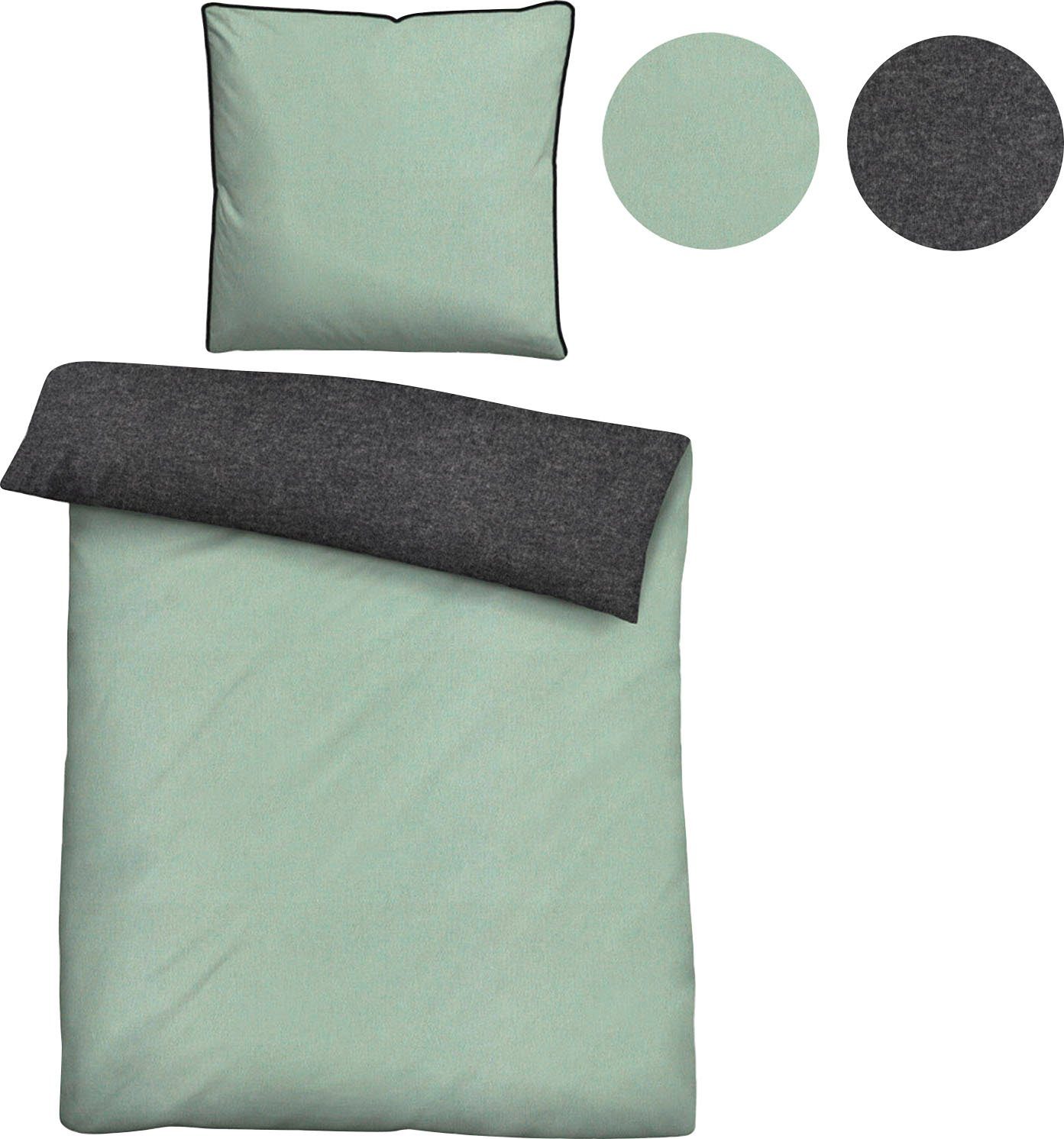 Biberna Wendebettwäsche 0840500 HERMAL Premium Biber Melange-Flanell Bettwäsche 100% Baumwolle, Flanell, 2 teilig, Biber, wärmend & weich, Reißverschluss, ab Gr – Bild 3 von 5