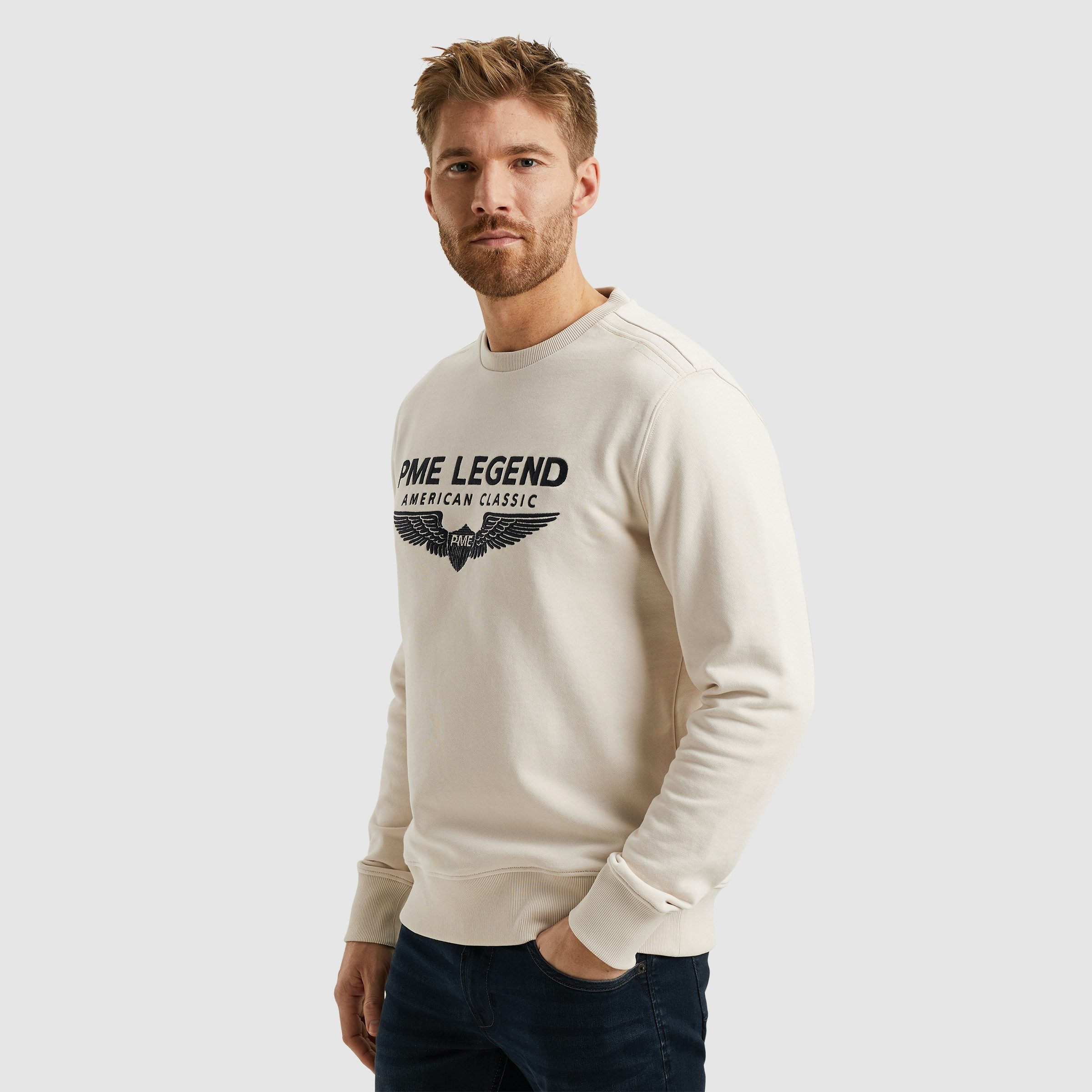 PME Legend Herren Rundhals Pullover CREWNECK SOFT TERRY WITH LOGO - Regular günstig online kaufen