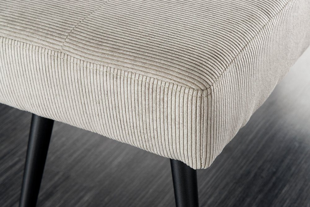 riess-ambiente Sitzbank BOUTIQUE 100cm hellgrau/schwarz - Cord-Bezug, Metallbeine (Einzelartikel, 1-St), bequeme Polsterung mit Ziernähten – ideal für Flur oder – Bild 4 von 5