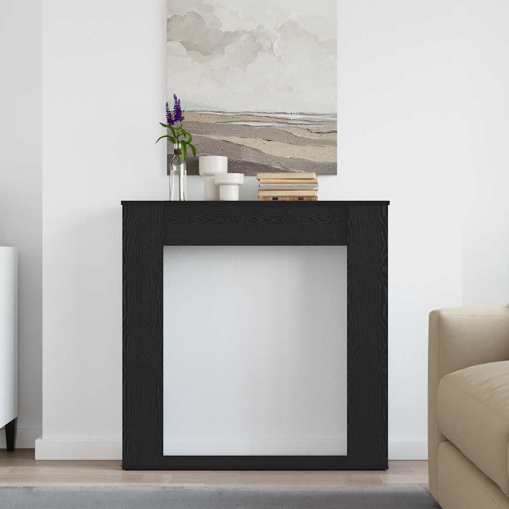 vidaXL Dekokamin, Kaminumrandung Schwarz Eichen-Optik 100x20x100 cm Holzwerkstoff
